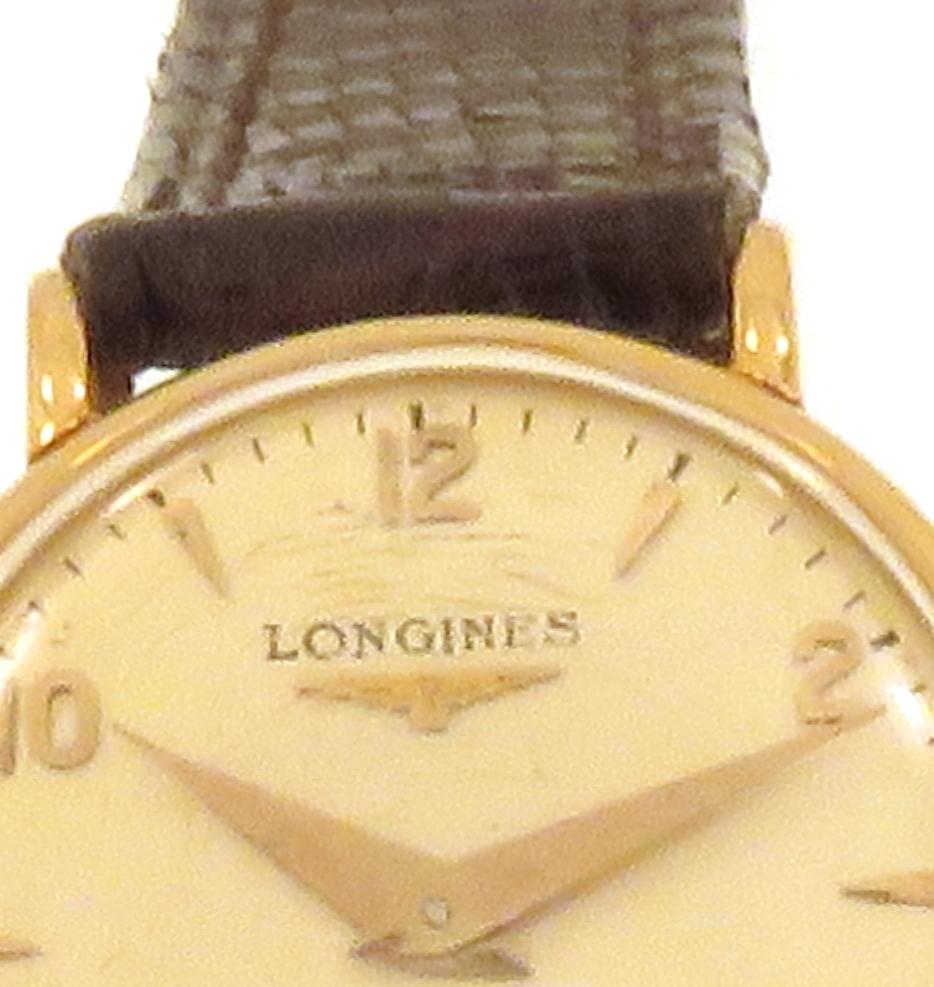 Longines 18k Yellow Gold Wrist Watch with Leather Strap 4