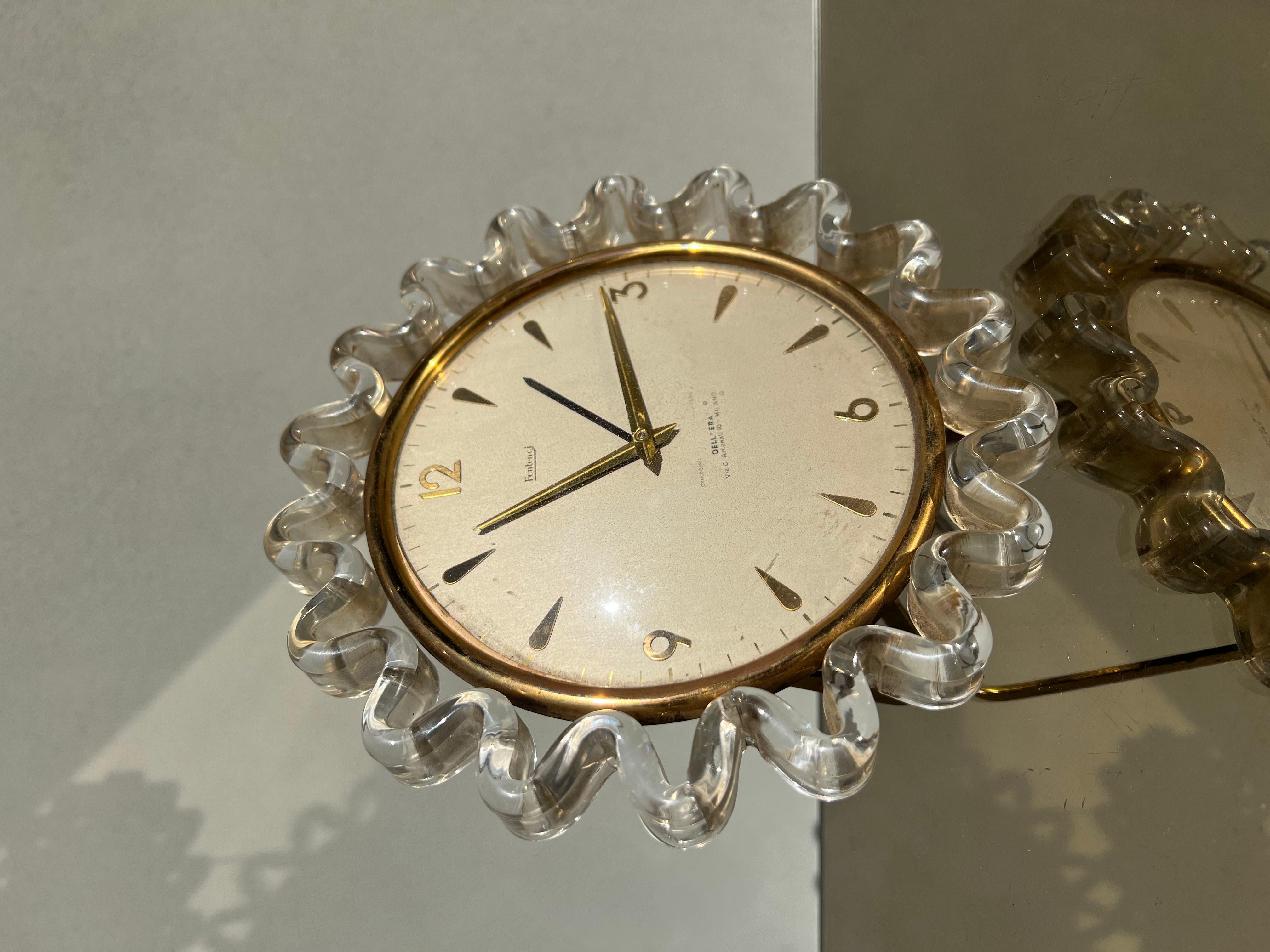 Orologio Da Tavola Anni 50, Design, Vetro Di Murano, Vintage For Sale 7