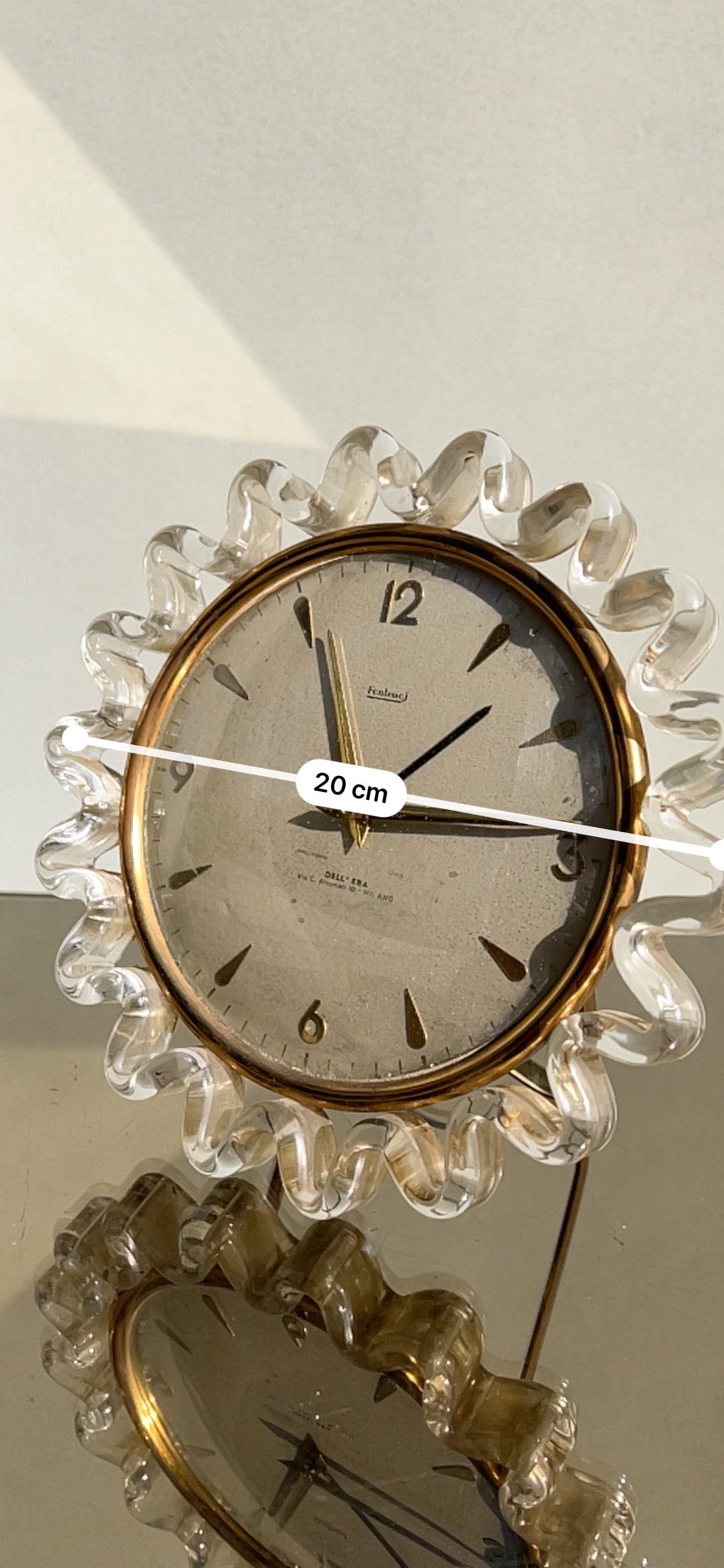 Orologio da tavola Anni 50 – Design – vetro di murano – Vintage  im Zustand „Hervorragend“ im Angebot in Milano, MI