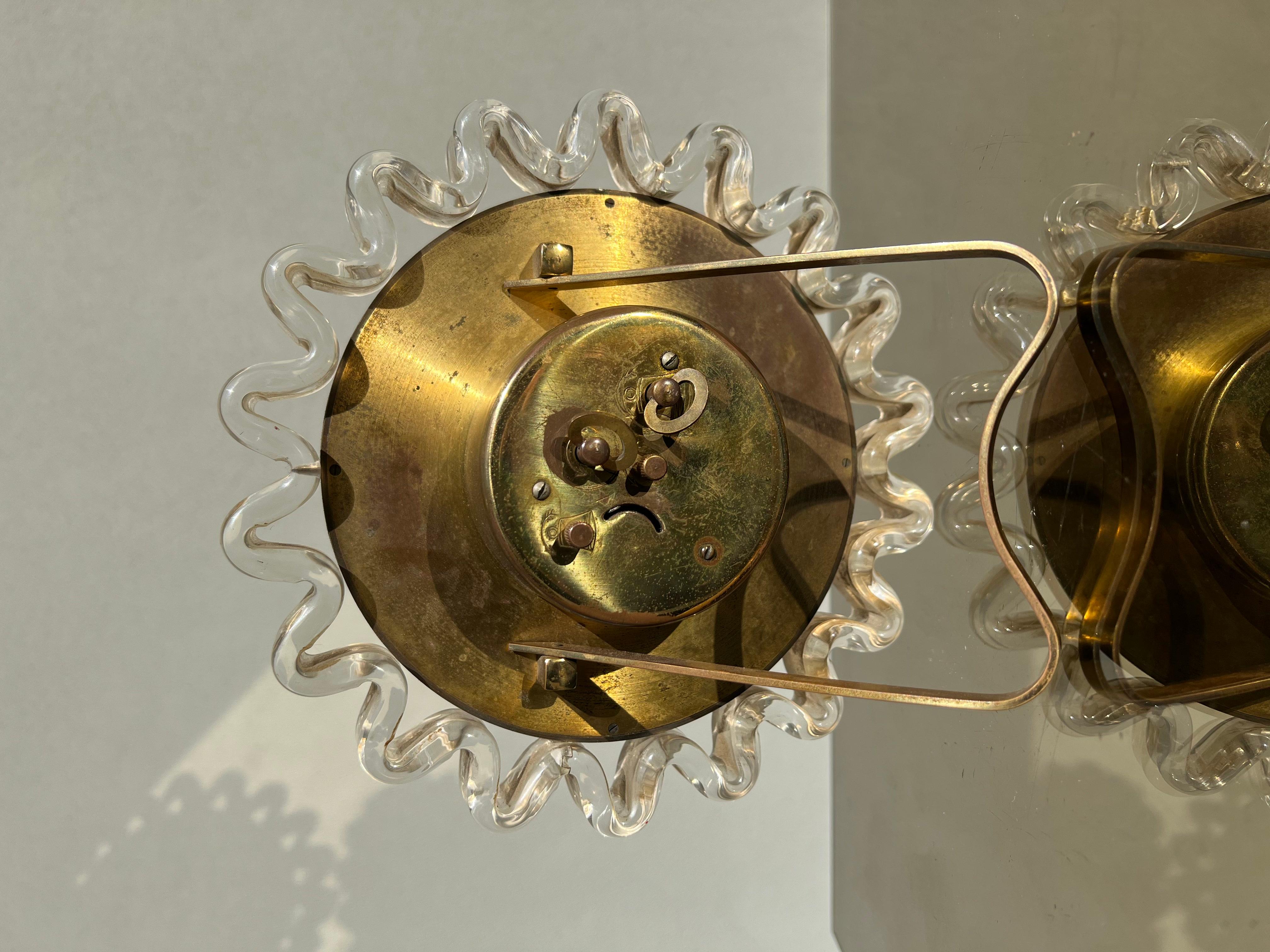 Orologio Da Tavola Anni 50, Design, Vetro Di Murano, Vintage For Sale 1