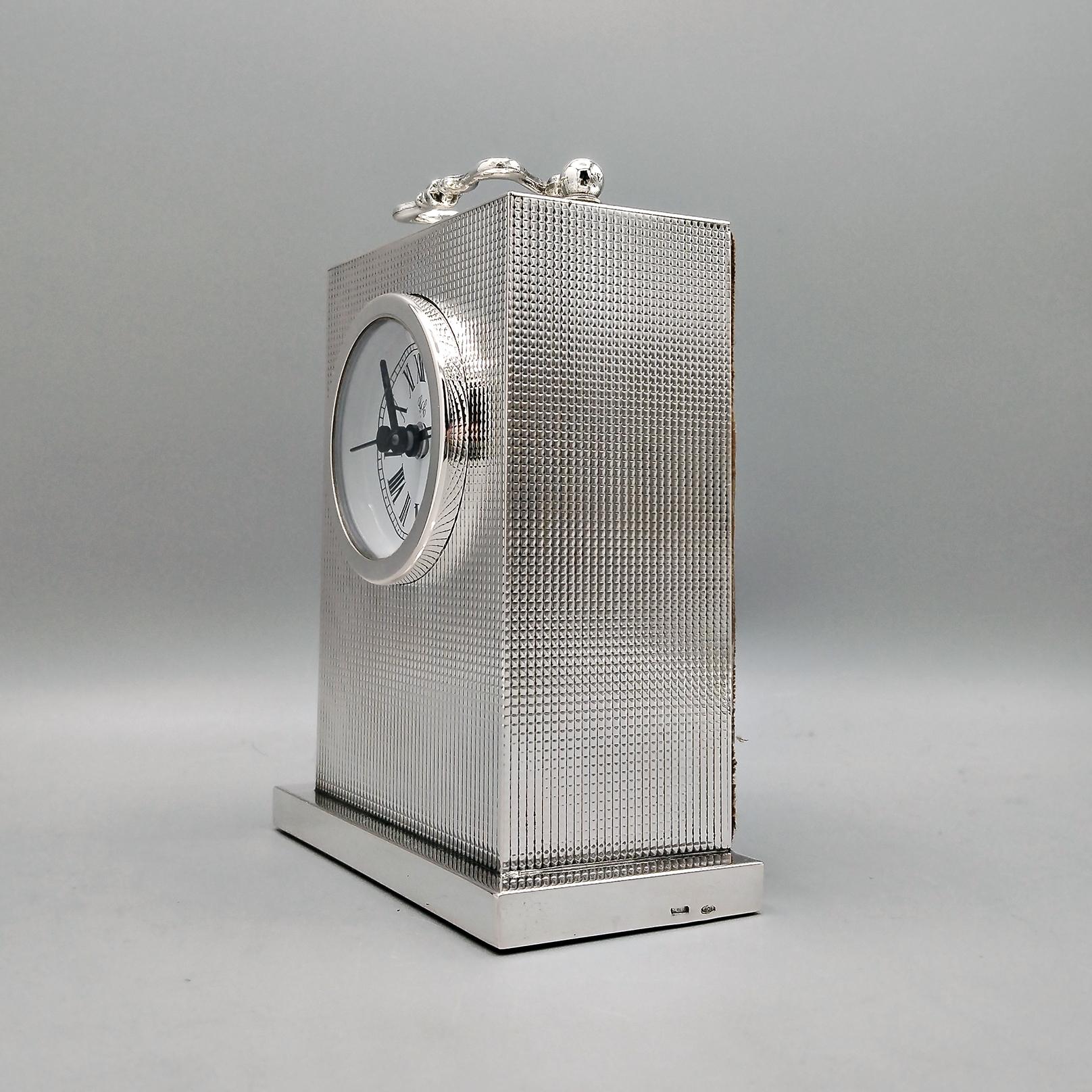 Italian Silver table clock 800 For Sale