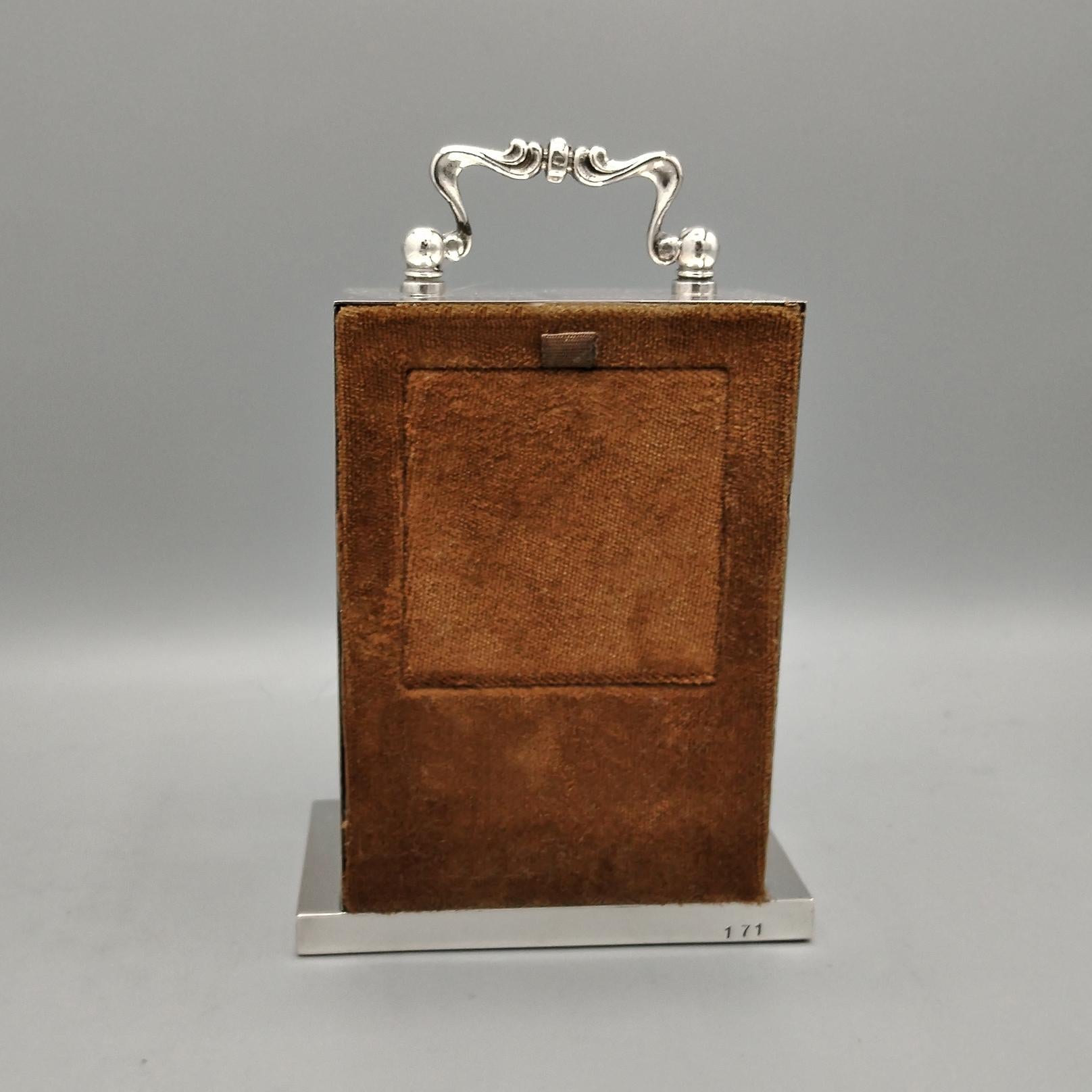 Hand-Crafted Silver table clock 800 For Sale