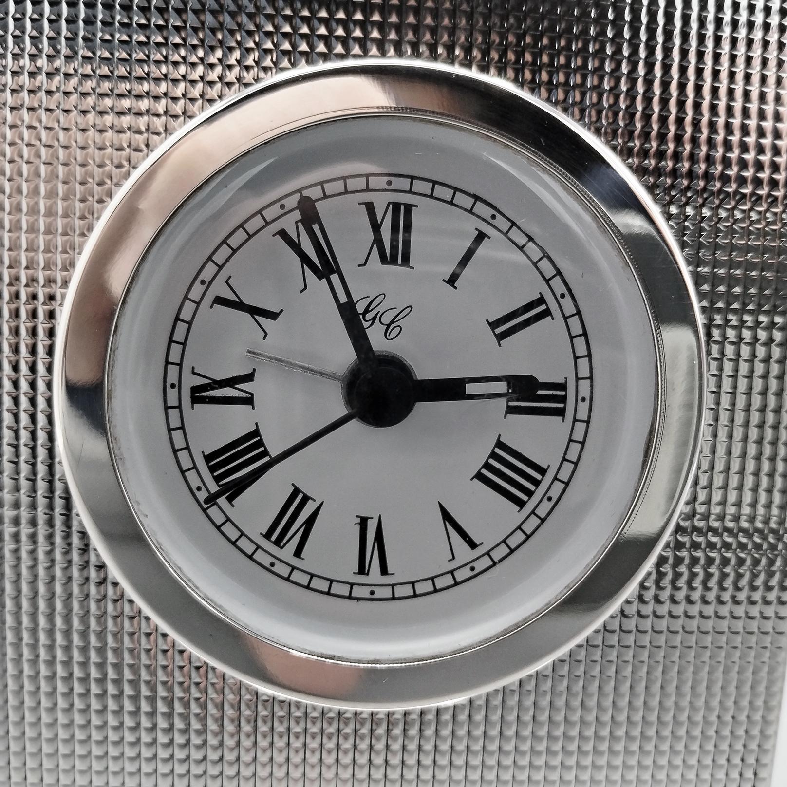 Velvet Silver table clock 800 For Sale