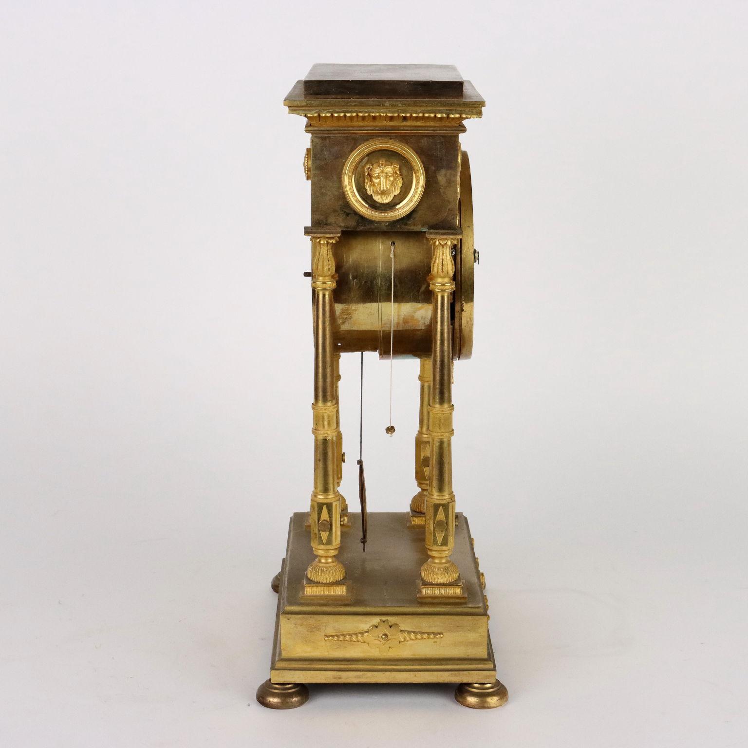 Robert & Courvoisier Gilded Bronze Table Clock France Early 19th Cent For Sale 3