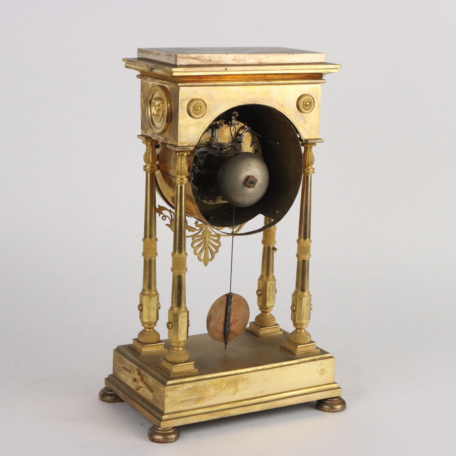 Robert & Courvoisier Gilded Bronze Table Clock France Early 19th Cent For Sale 5