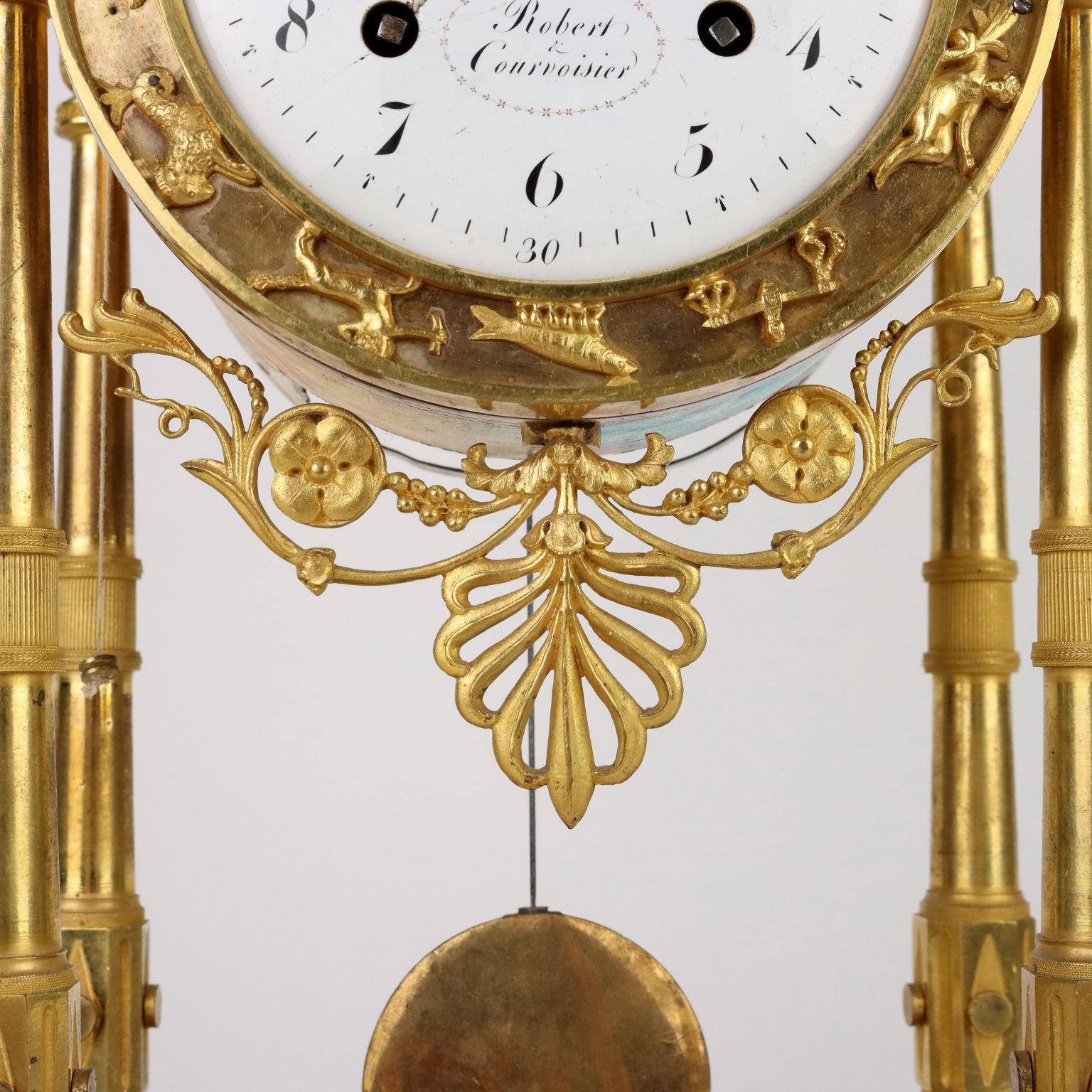 Mid-19th Century Robert & Courvoisier Gilded Bronze Table Clock France Early 19th Cent For Sale