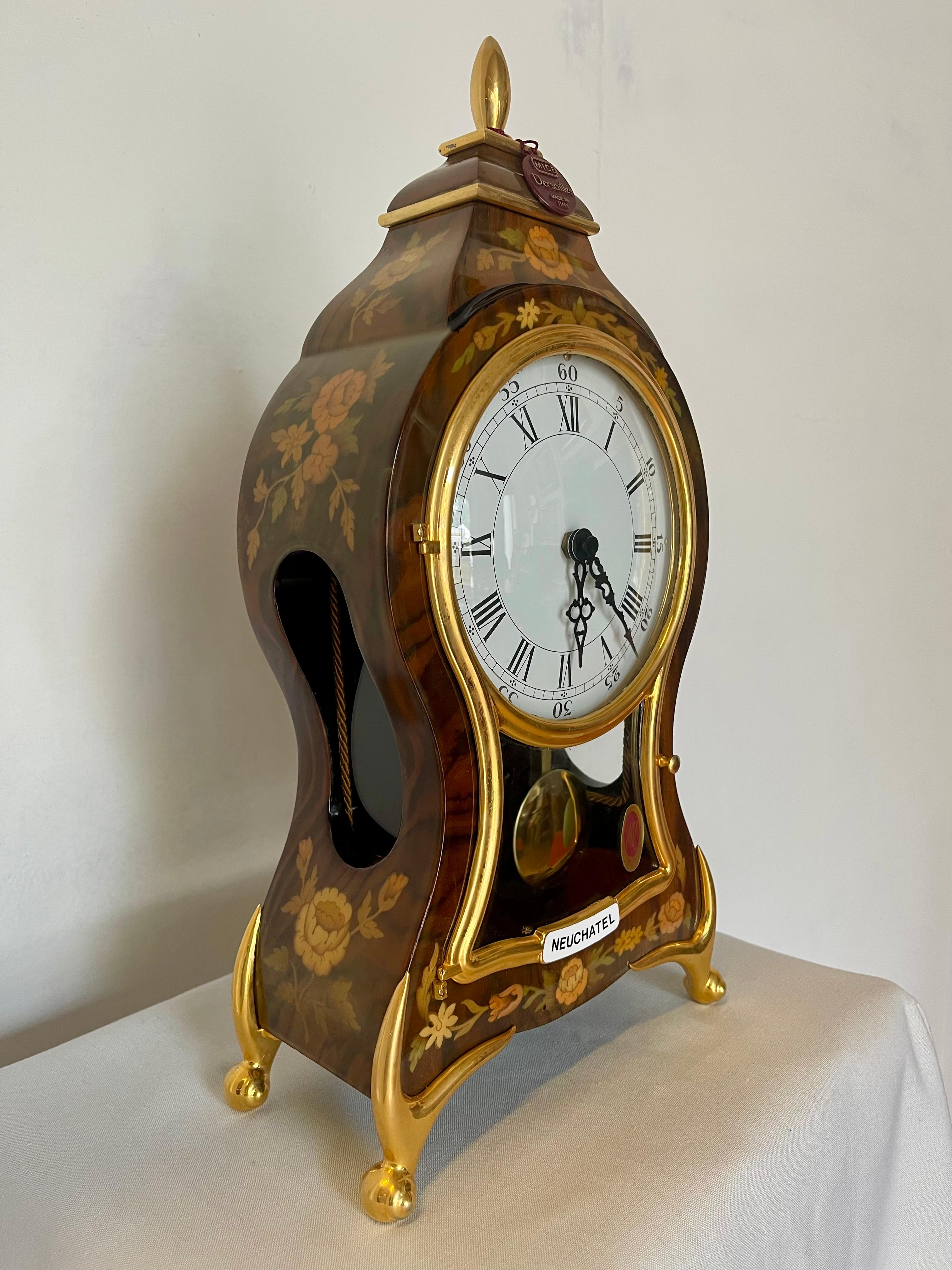Belle Époque Battery operated French style wooden desk clock 1990s New For Sale