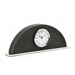 Forest Green Shagreen Déco Table Clock - Contemporary Design with  Retro Soul