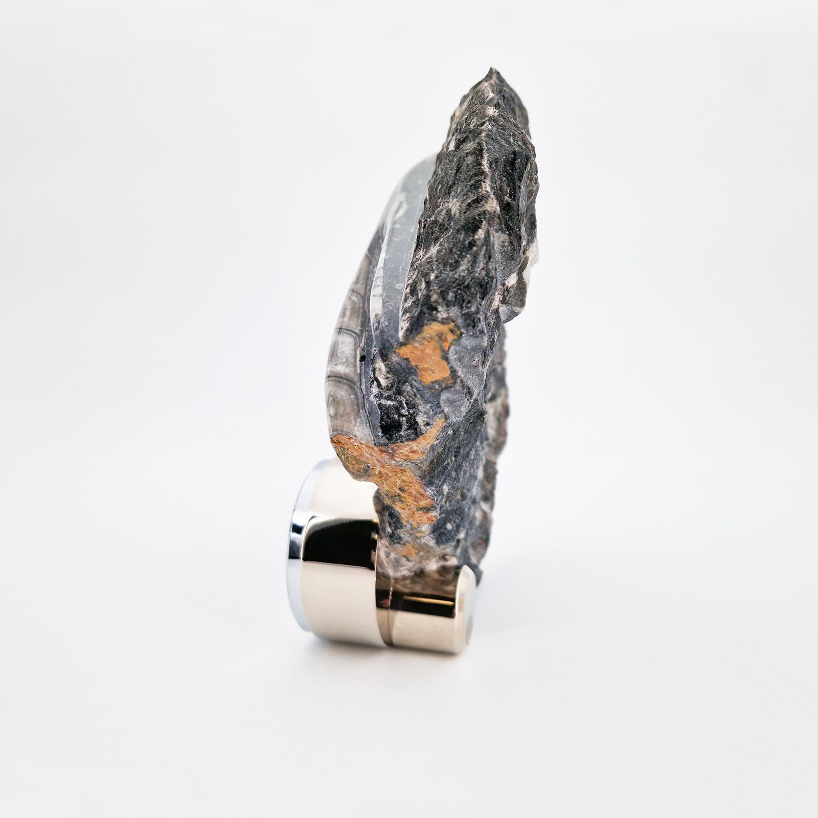 Moderne OROLOGIO DA TAVOLO NAUTILO - PEZZO UNICO - con  ammoniti authentiche su roccia  en vente