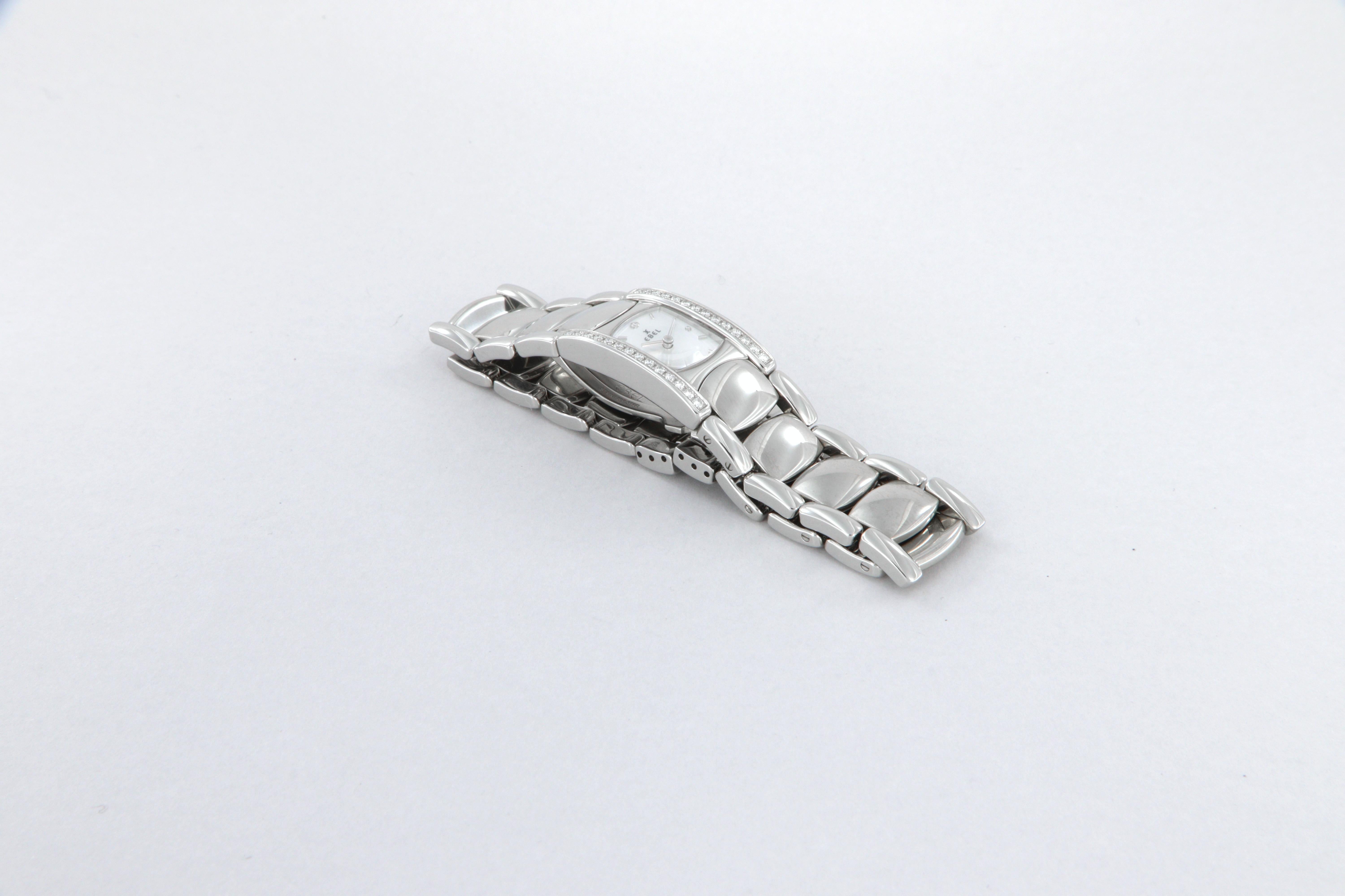 Ebel Beluga Manchette quartz steel and diamond watch new ref 9057A28 For Sale 4
