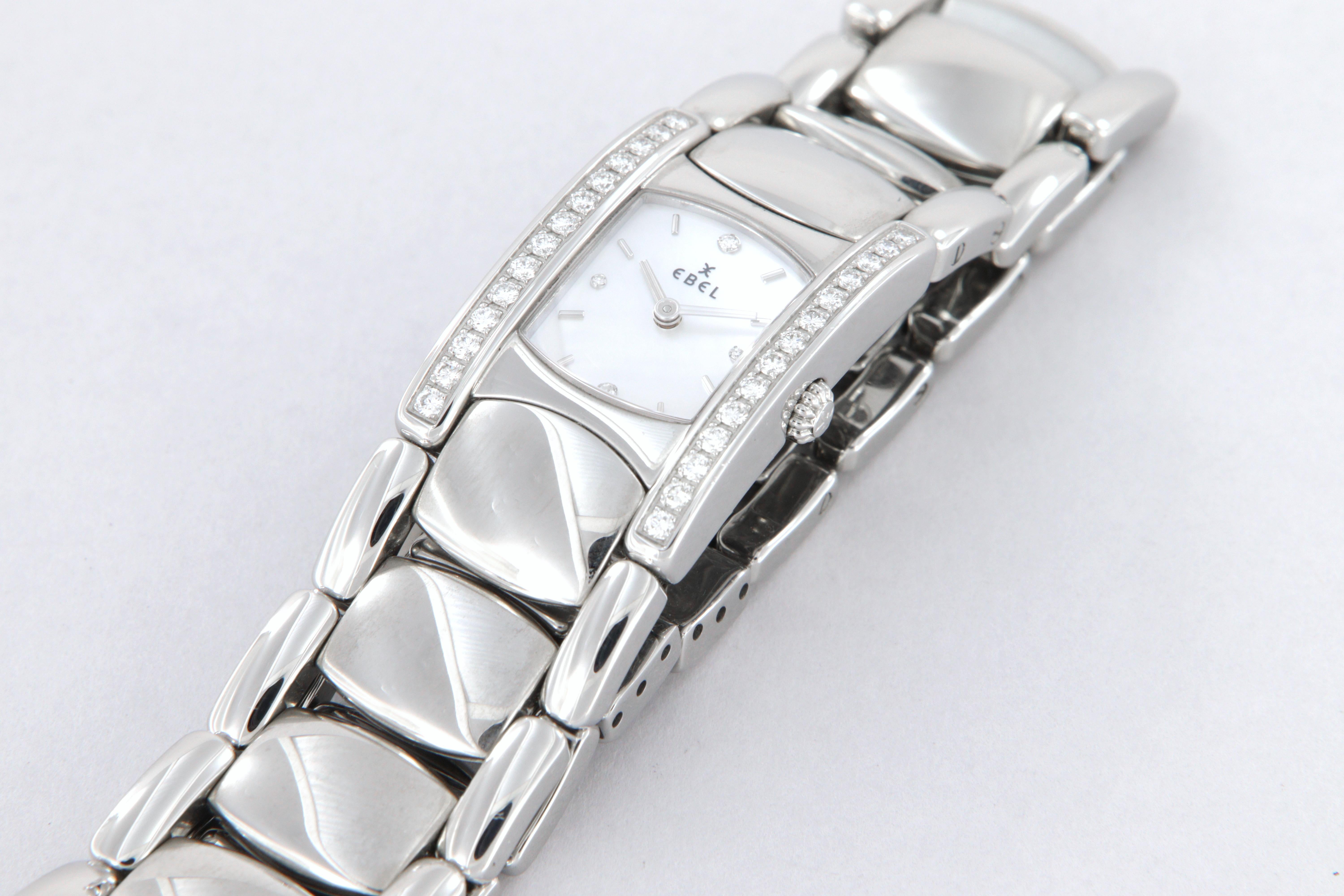 Ebel Beluga Manchette quartz steel and diamond watch new ref 9057A28 For Sale 5