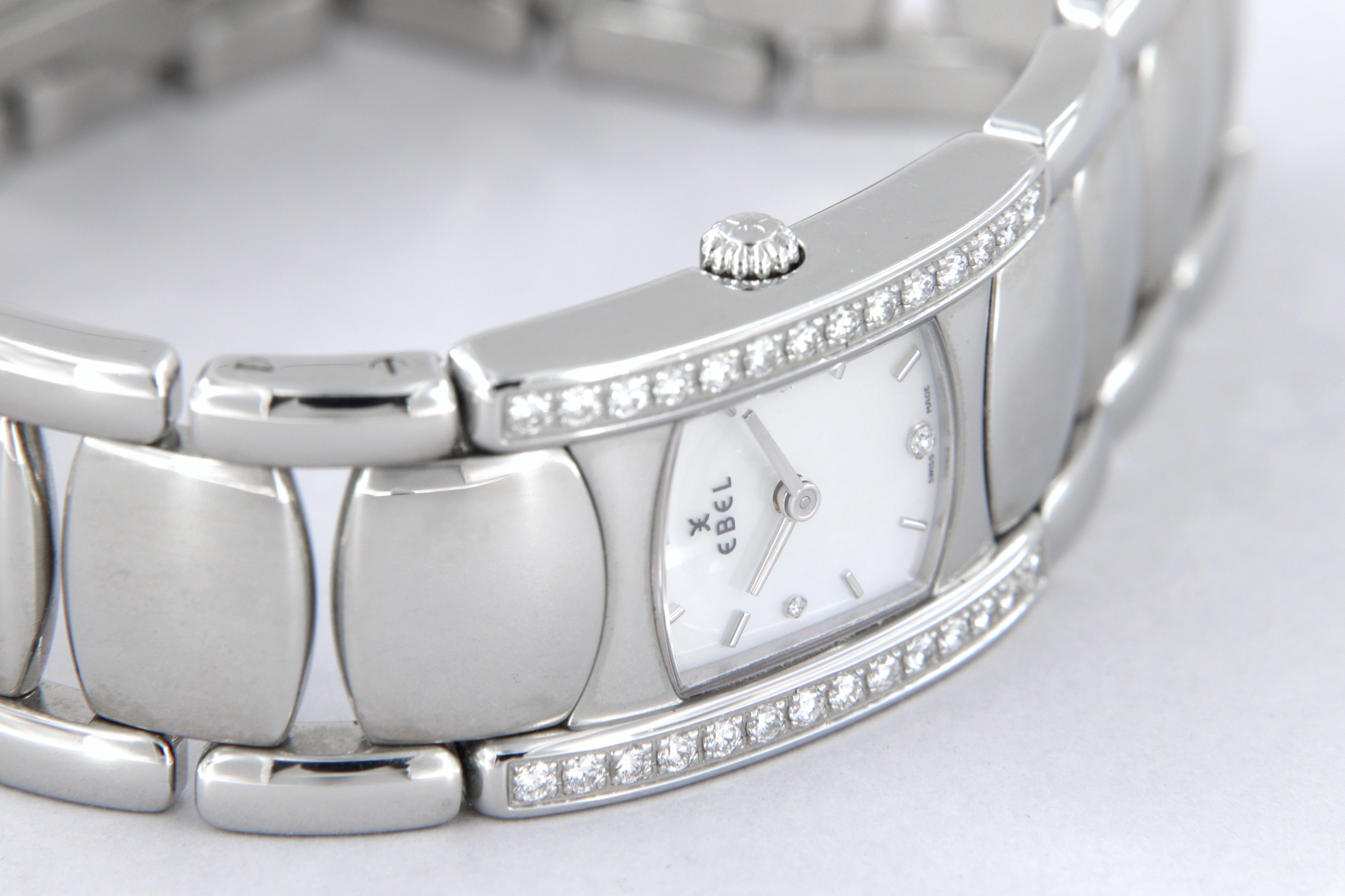 Ebel Beluga Manchette quartz steel and diamond watch new ref 9057A28 For Sale 6