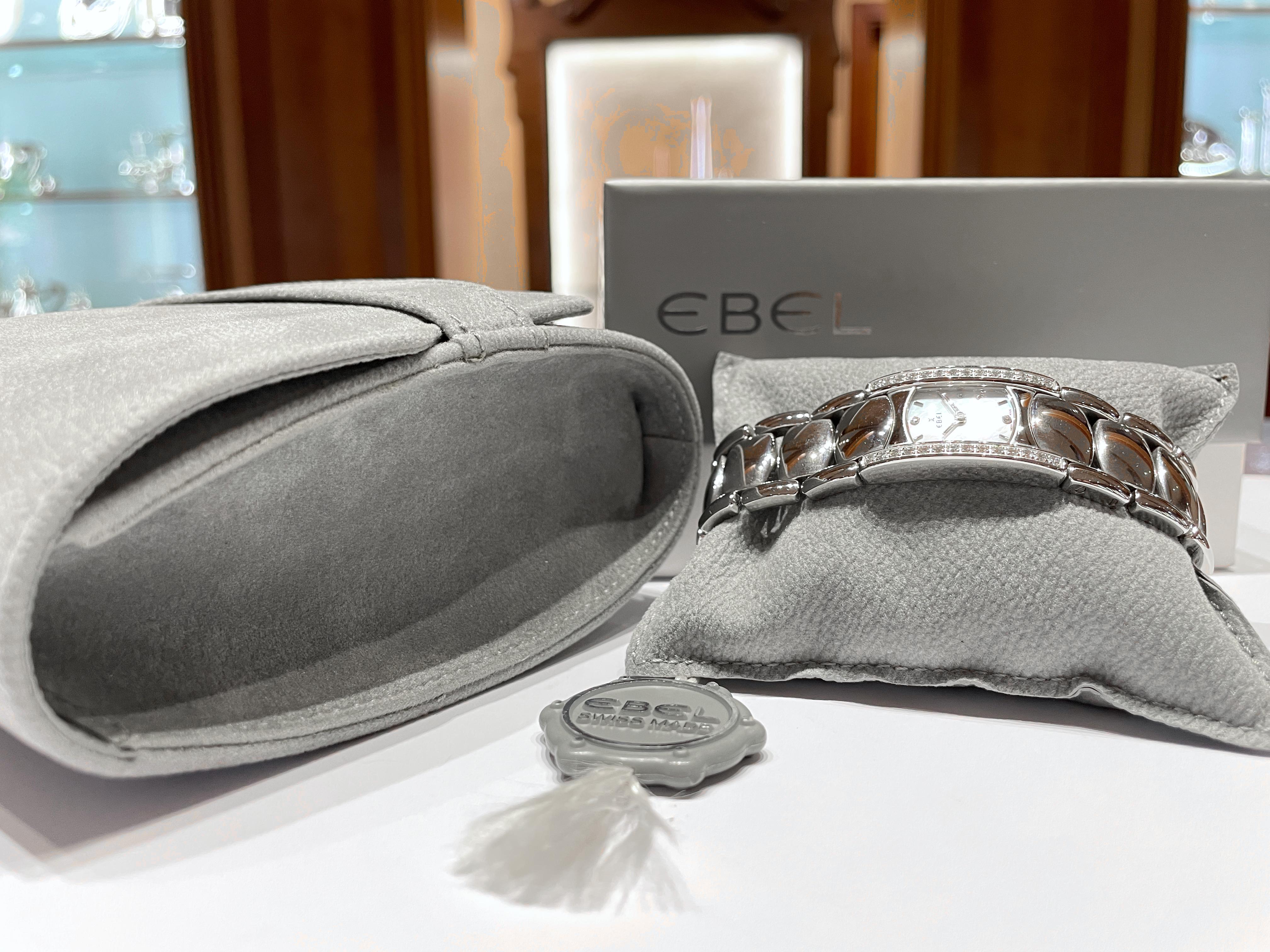 Ebel Beluga Manchette quartz steel and diamond watch new ref 9057A28 For Sale 7
