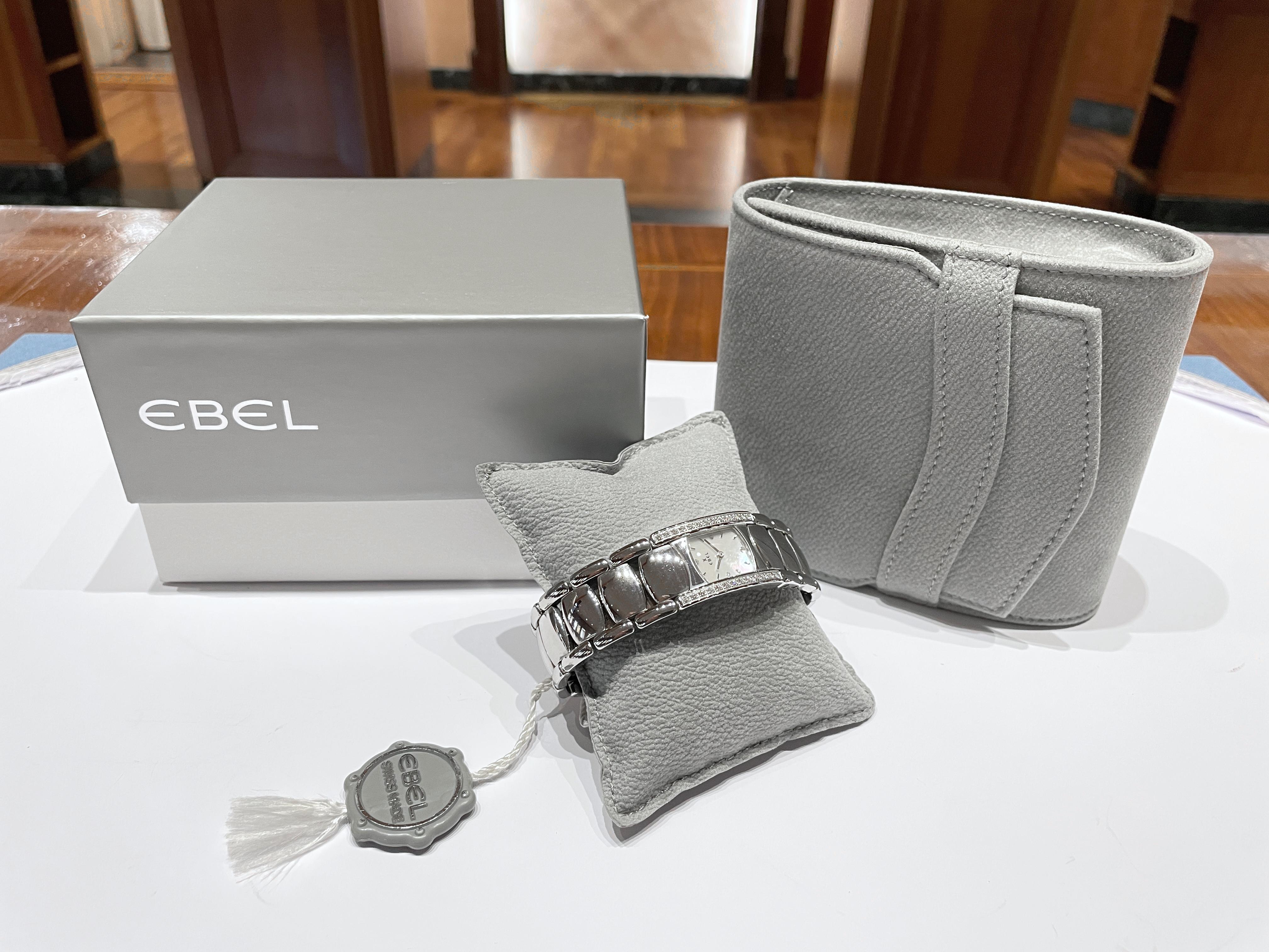 Ebel Beluga Manchette quartz steel and diamond watch new ref 9057A28 For Sale 9