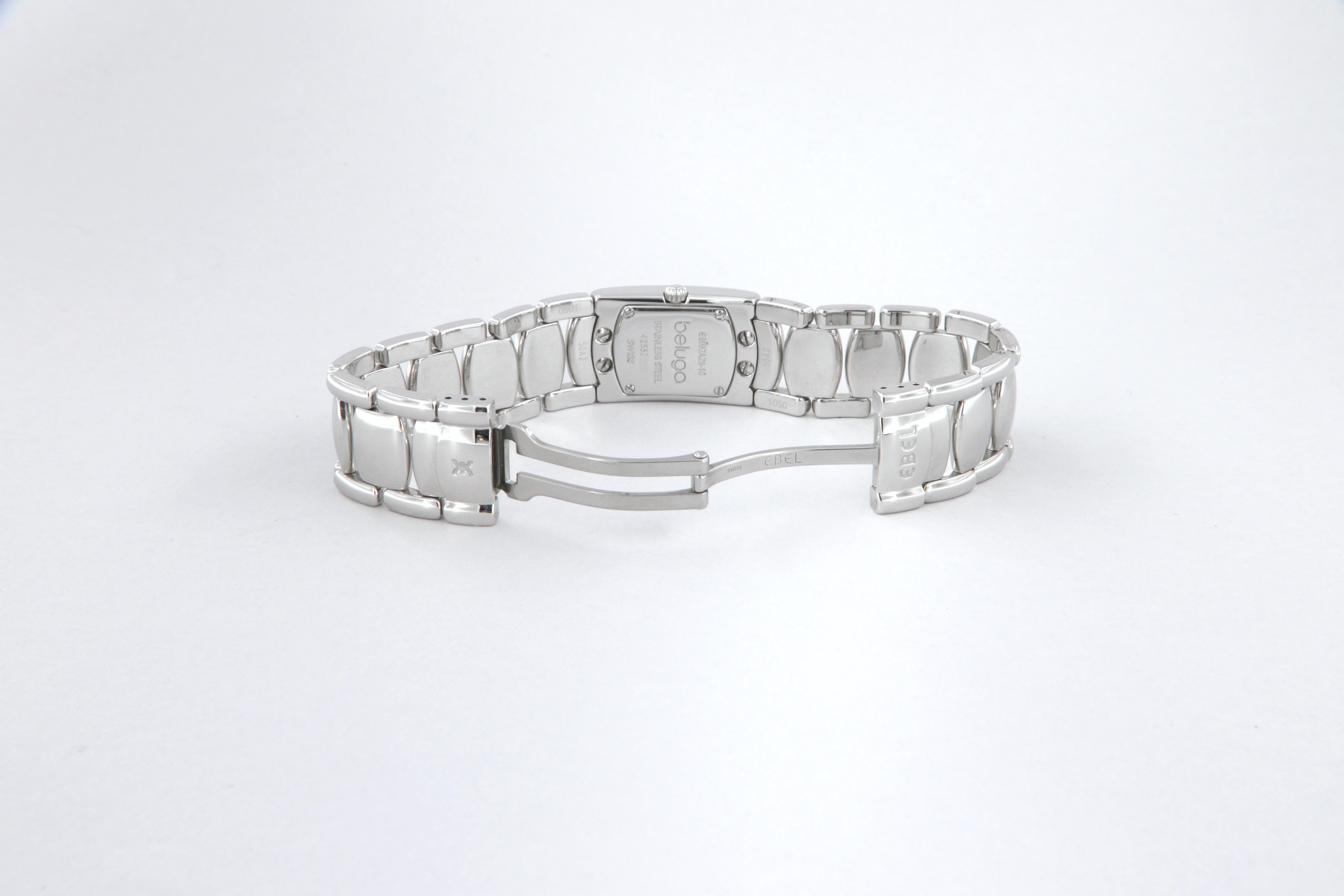 Ebel Beluga Manchette quartz steel and diamond watch new ref 9057A28 For Sale 2