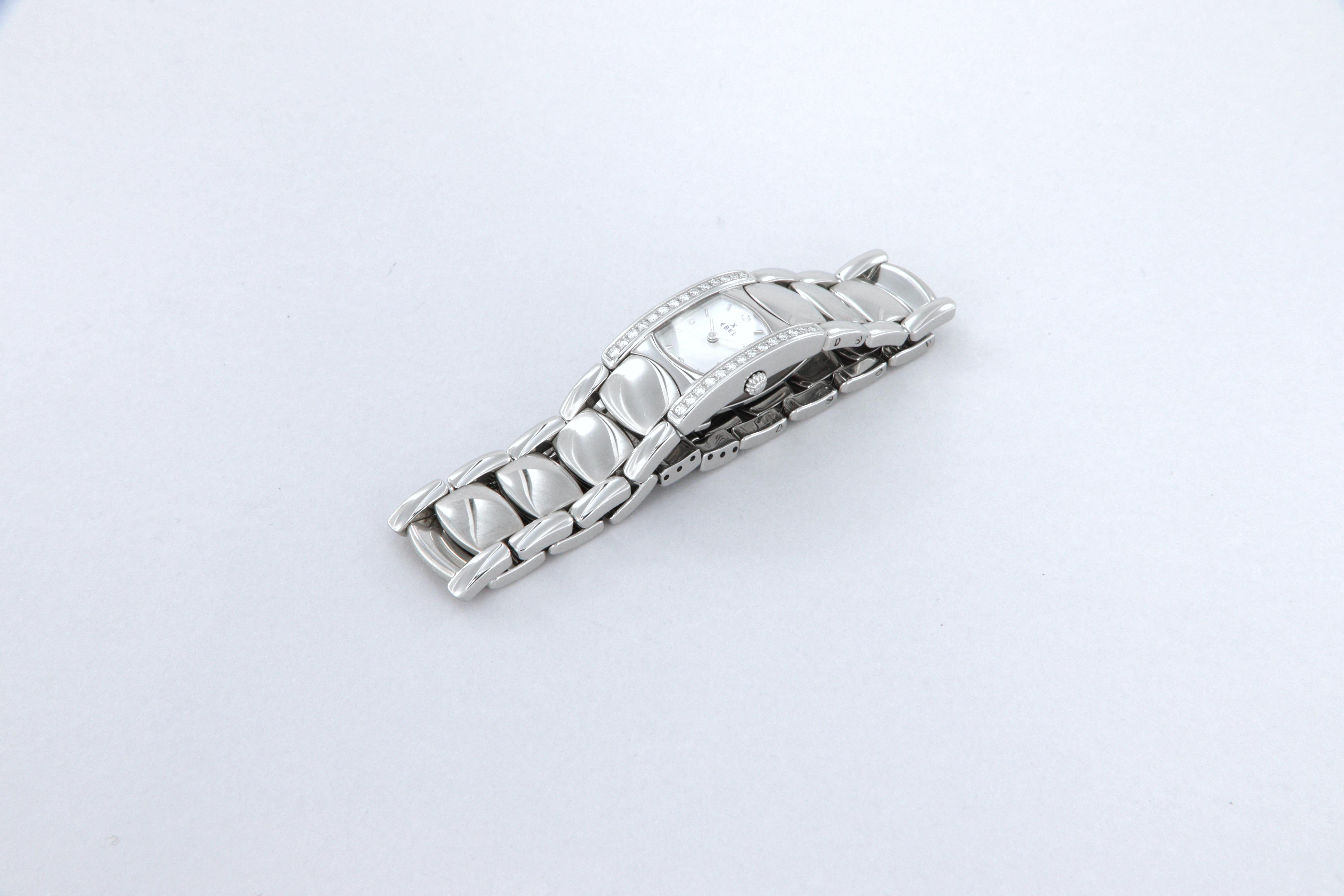 Ebel Beluga Manchette quartz steel and diamond watch new ref 9057A28 For Sale 3