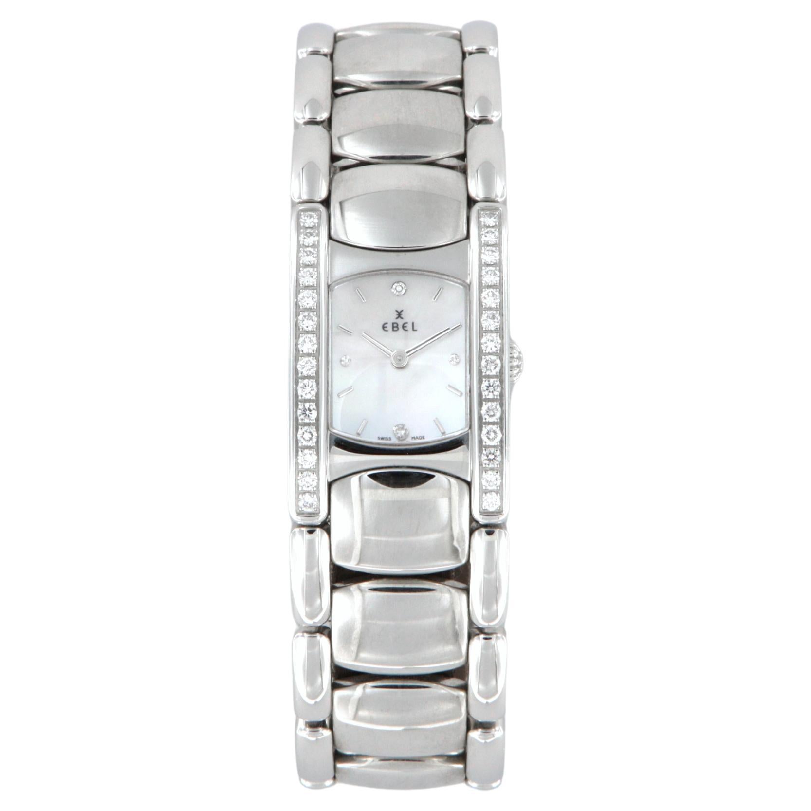 Orologio Ebel Beluga Manchette al quarzo acciaio e diamanti nuovo ref 9057A28