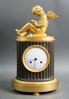 French Empire Gilt Bronze "Love Reading" Clock circa 1810