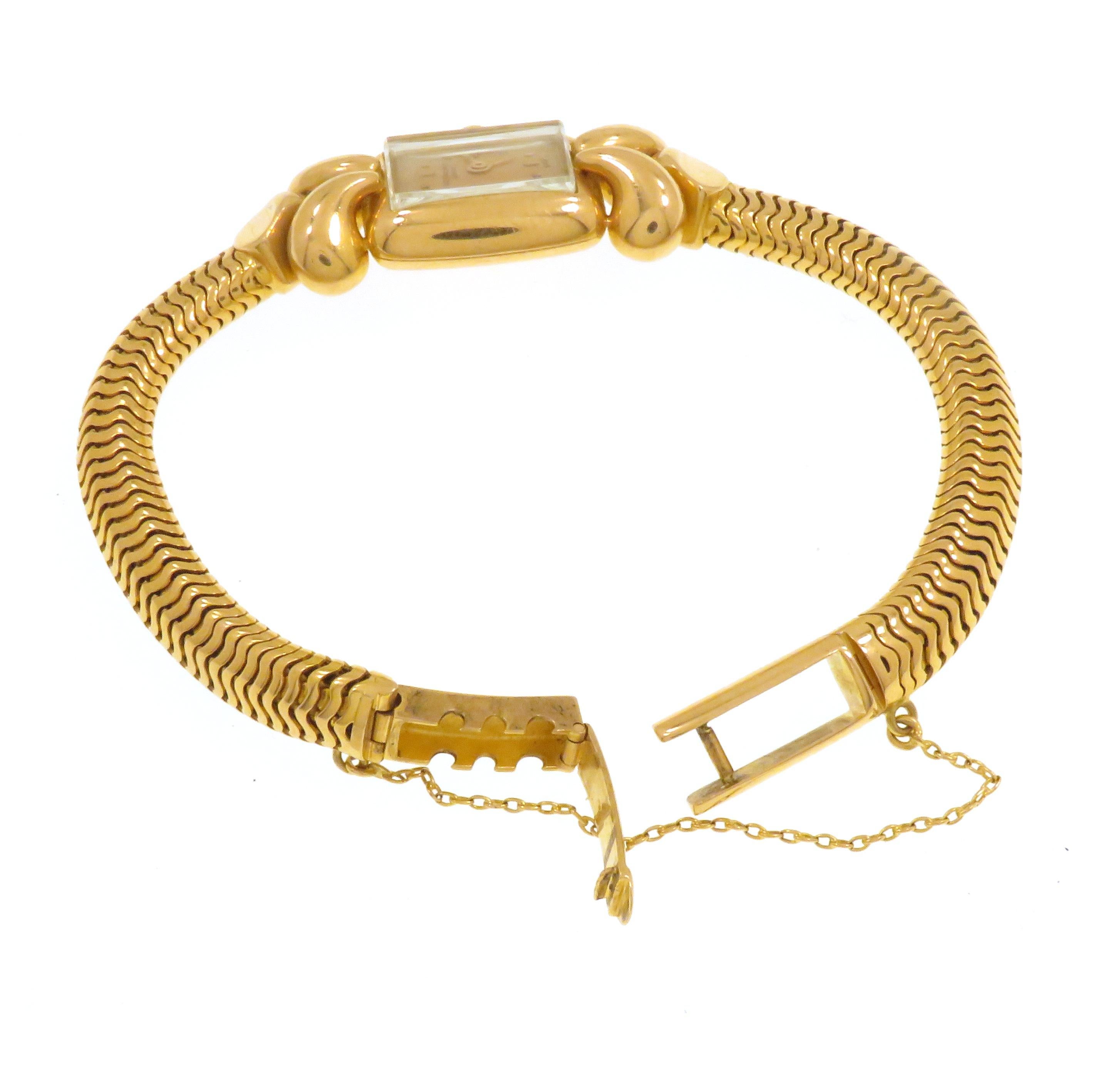 Montre Patek Philippe en or rose avec bracelet tubulaire en vente 1