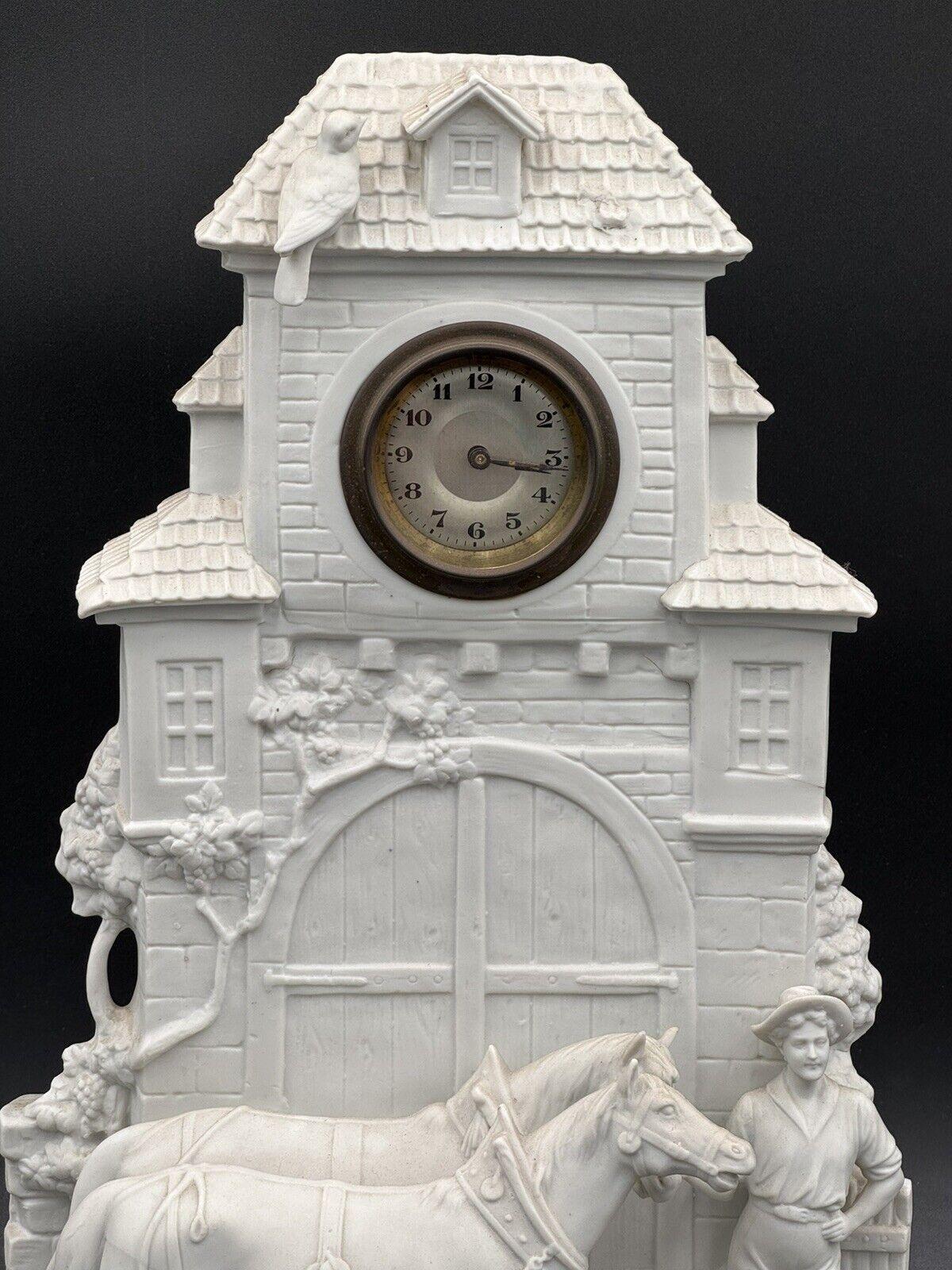 Early 20th Century 1900's French Biscuit Porcelain Clock For Sale 4