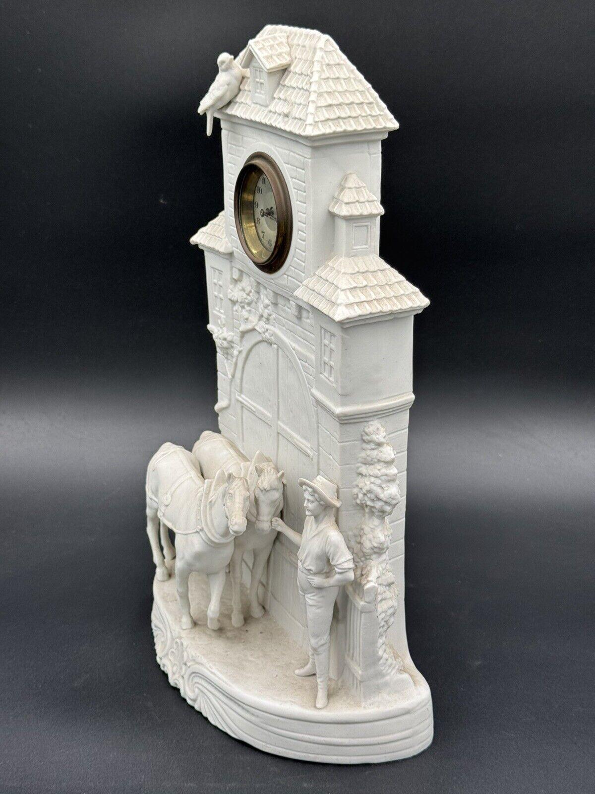 Early 20th Century 1900's French Biscuit Porcelain Clock For Sale 5