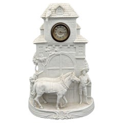 Early 20th Century 1900's French Biscuit Porcelain Clock