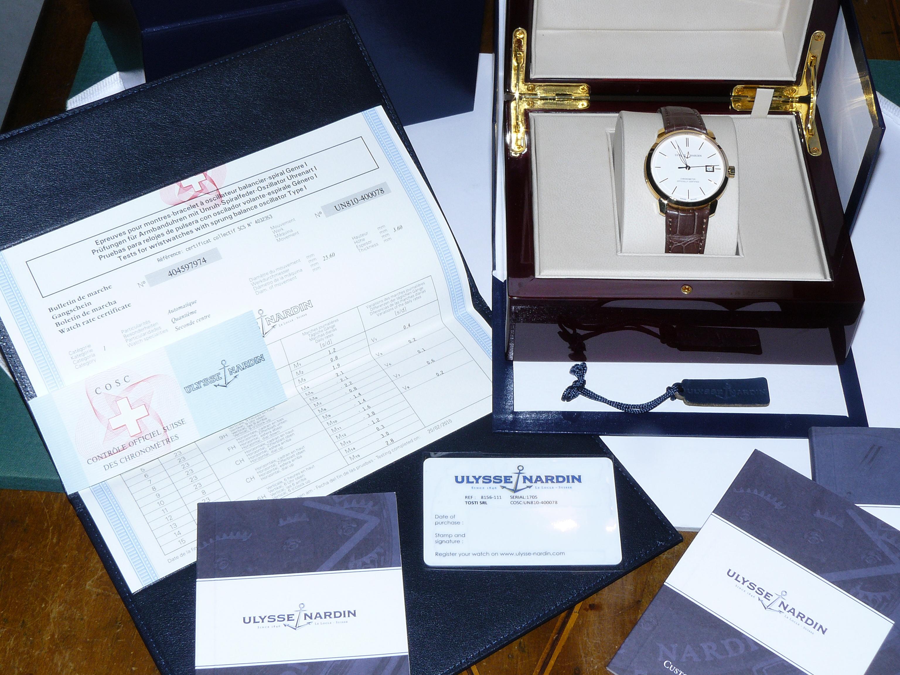 Ulysse Nardin Classic 18K gold watch ref 8156-111-2/91 new For Sale 5