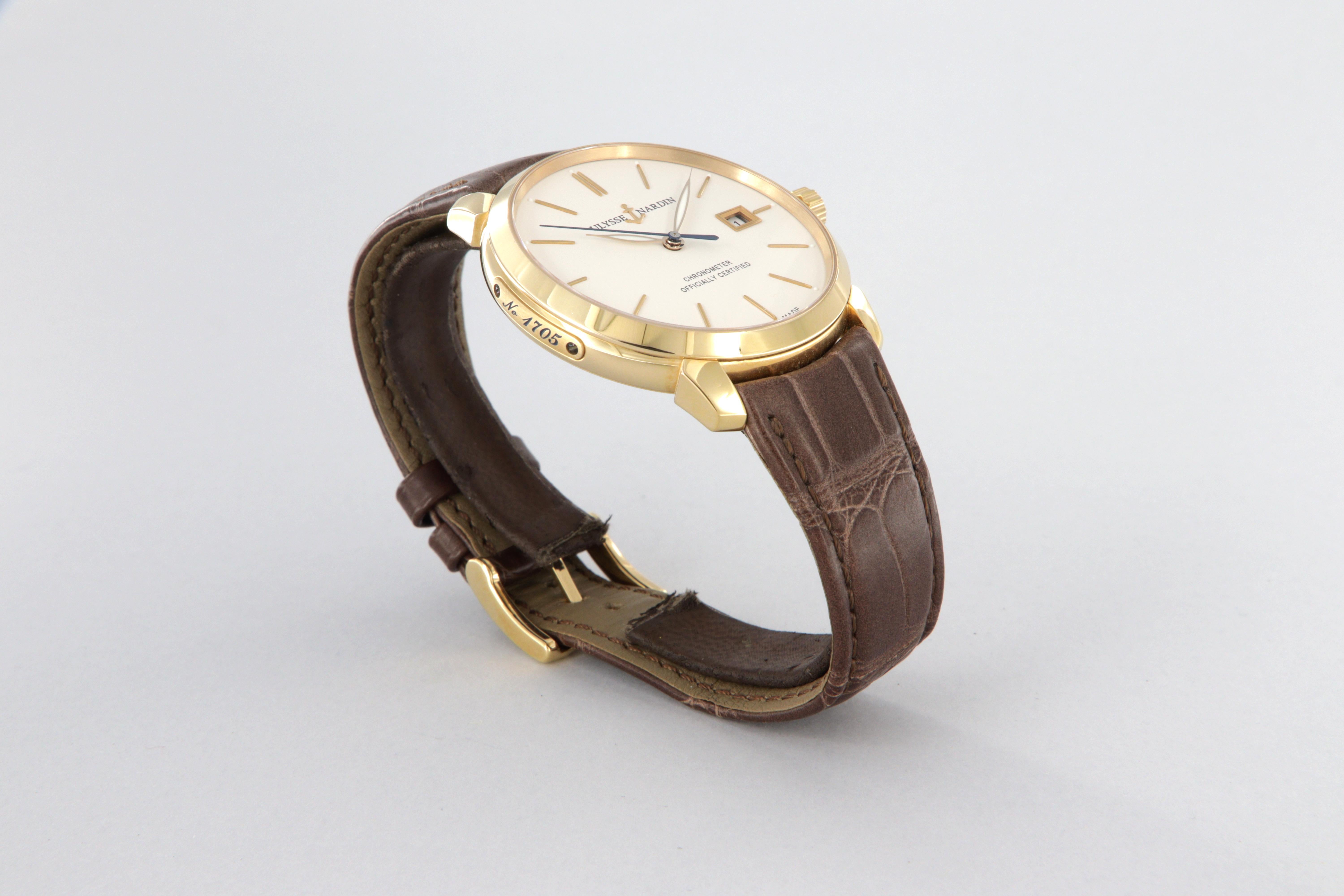 Ulysse Nardin Classic 18K gold watch ref 8156-111-2/91 new For Sale 1
