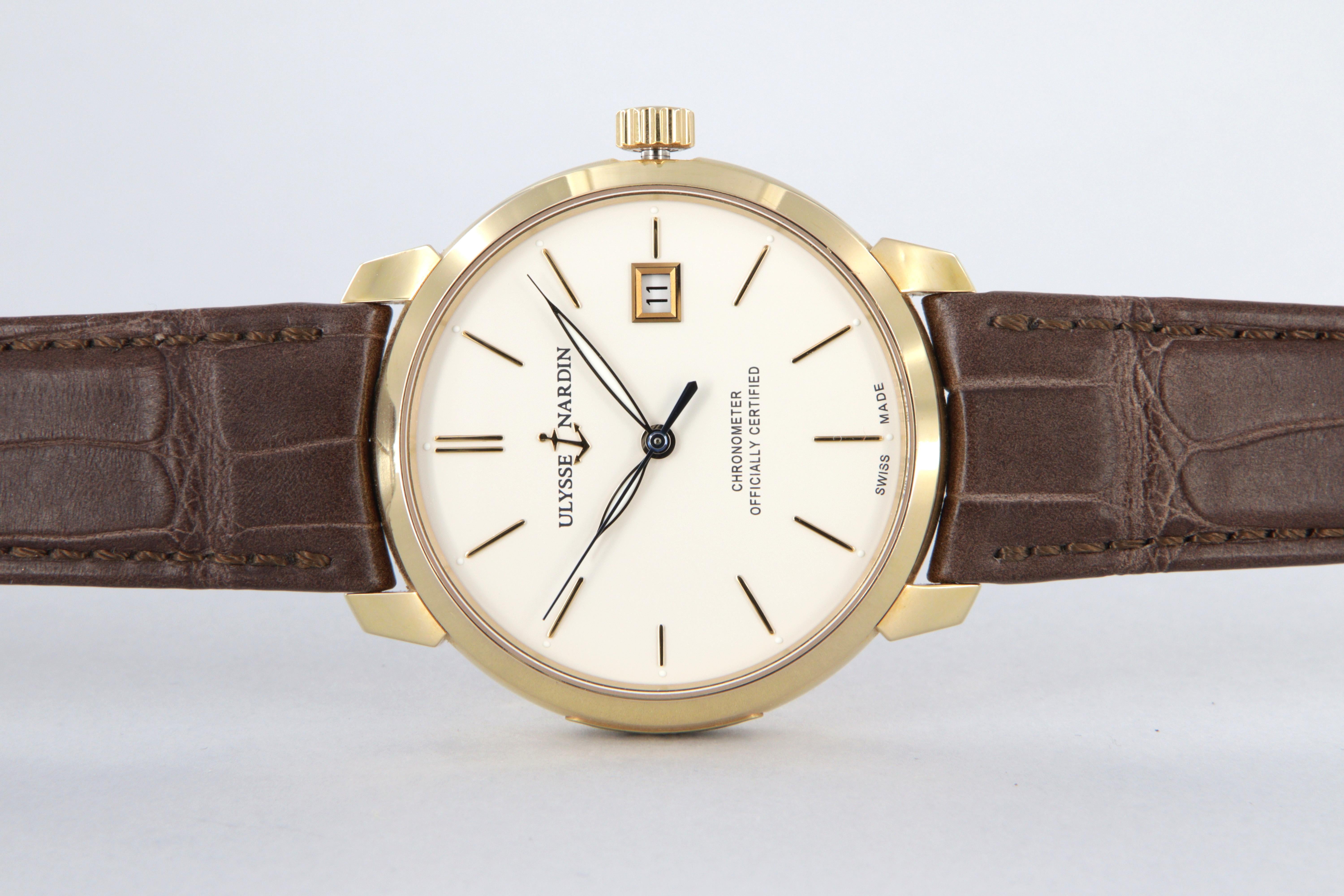 Ulysse Nardin Classic 18K gold watch ref 8156-111-2/91 new For Sale 2