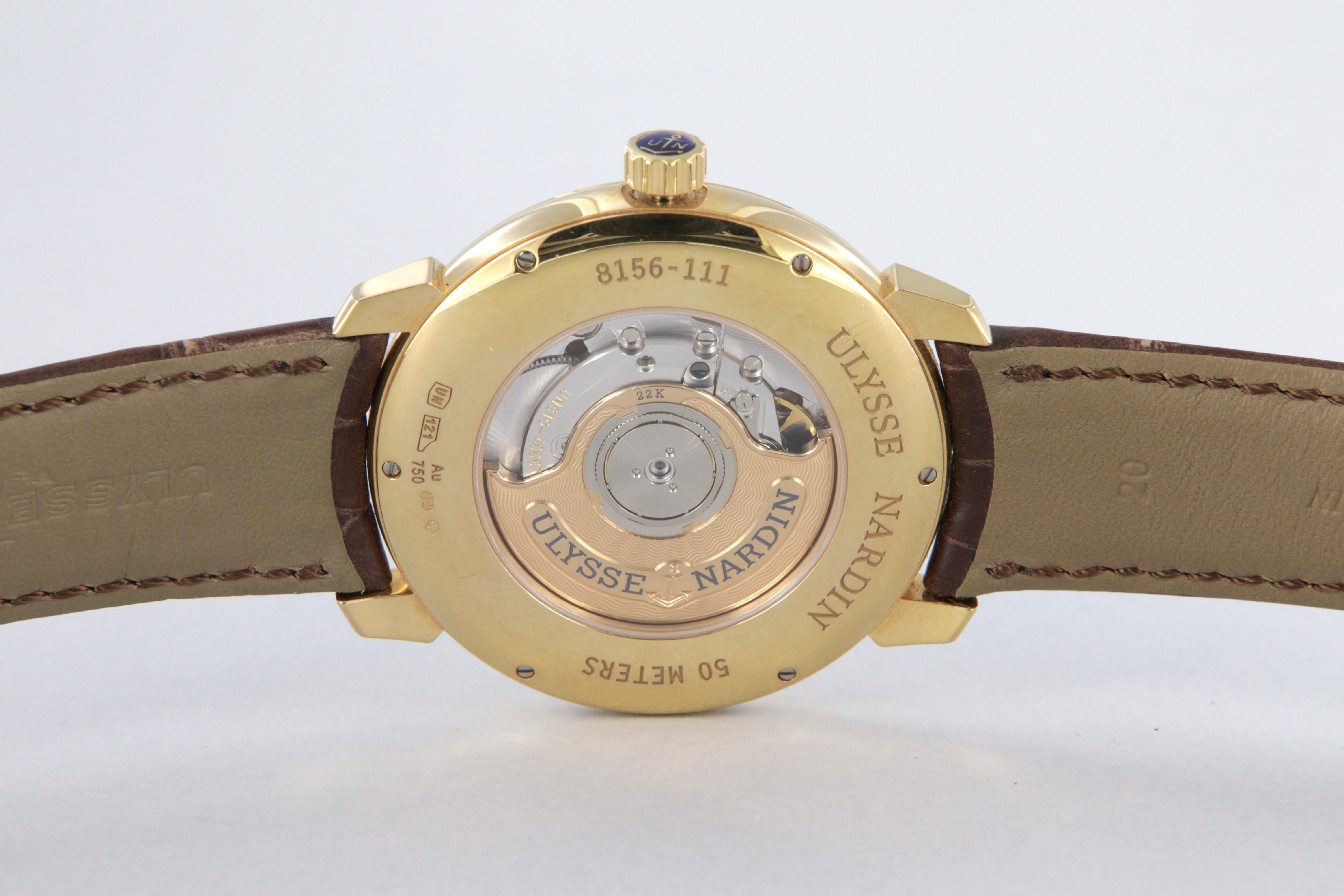 Ulysse Nardin Classic 18K gold watch ref 8156-111-2/91 new For Sale 3