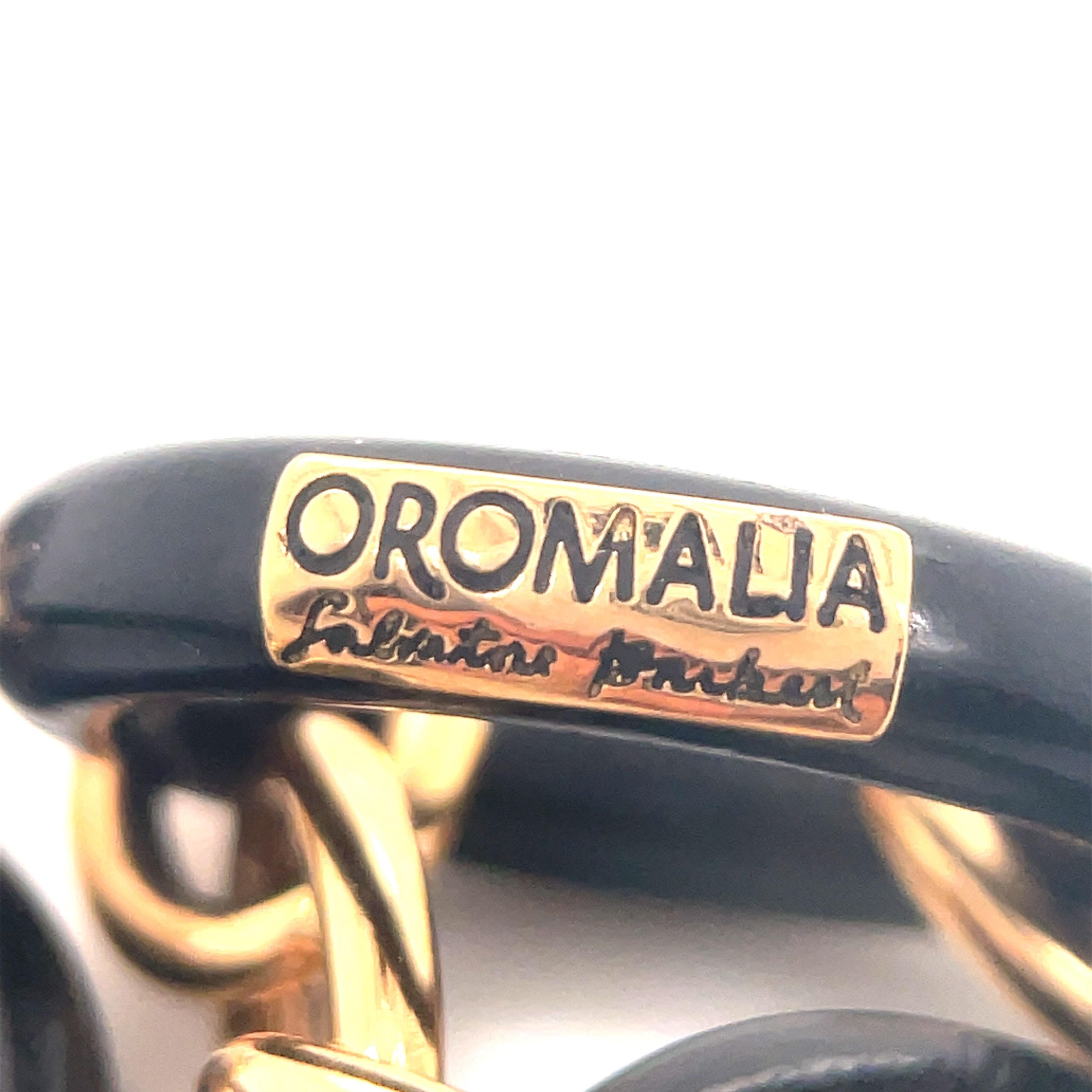 Women's or Men's Oromalia Ebony Wood Link Bracelet 18 Karat Rose Gold 15.4 Grams For Sale