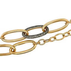 OROMALIA Collar de Eslabones de Cadena de Diamantes Marrón y Oro Rosa