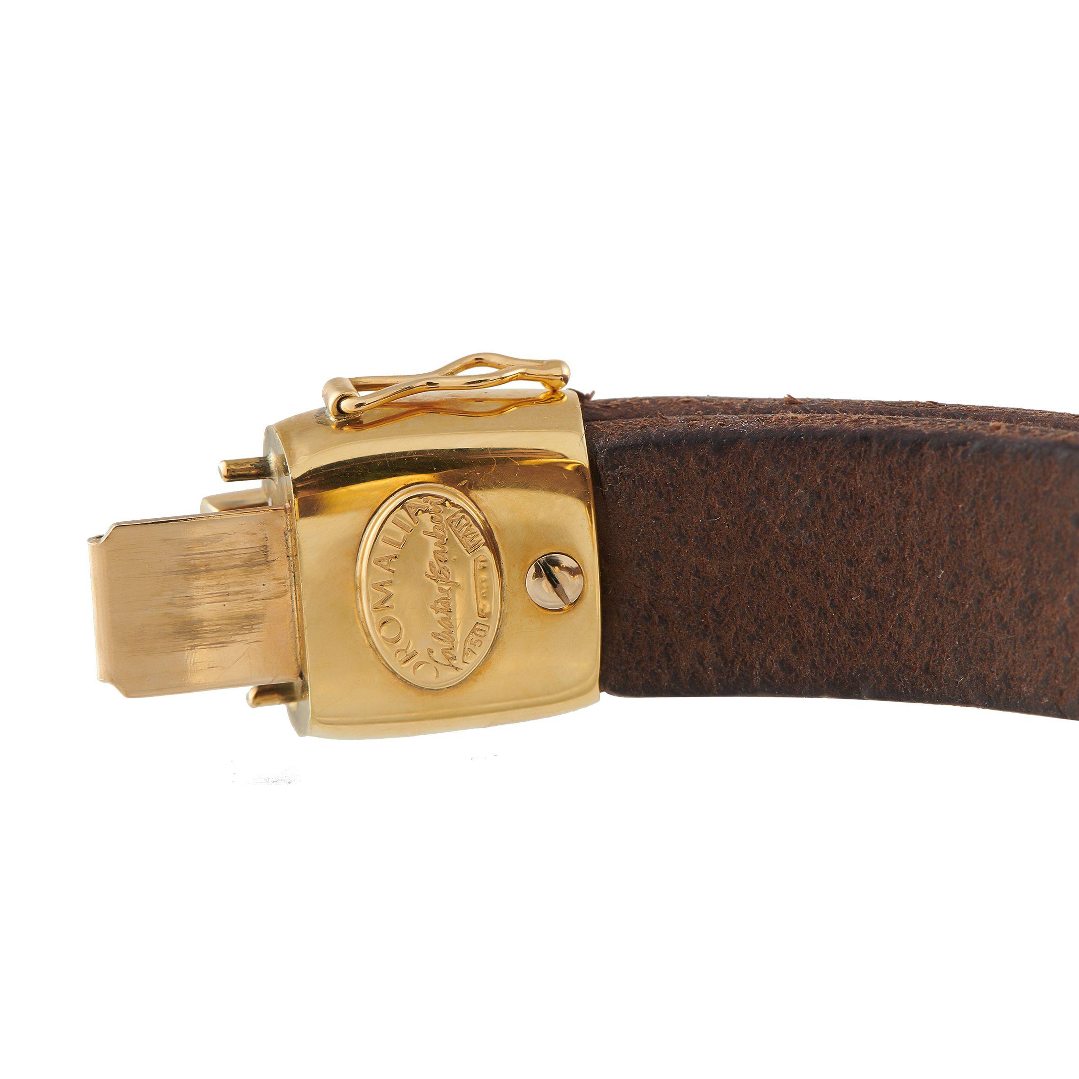 OROMALIA SALVATORE BARBERI Pulsera de piel de oro de 18 quilates y 1,43 ct de diamantes OSB09-070225 en Nuevo estado para la venta en Southampton, PA