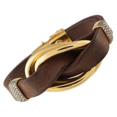 OROMALIA SALVATORE BARBERI Pulsera de piel de oro de 18 quilates y 1,43 ct de diamantes OSB09-070225