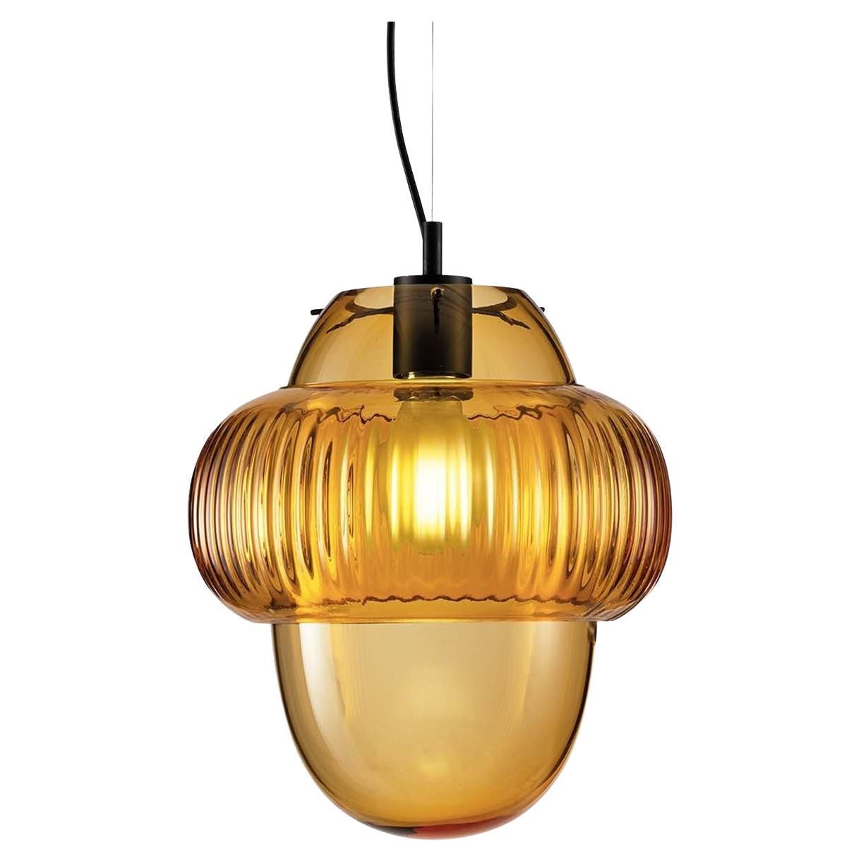 Edwardian Pan Light with Cut Out Amber Glass Shades (4light) For Sale