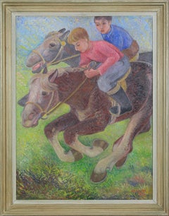 Animal painting by Orovida Camille Pissarro titled 'Exercising Ponies'
