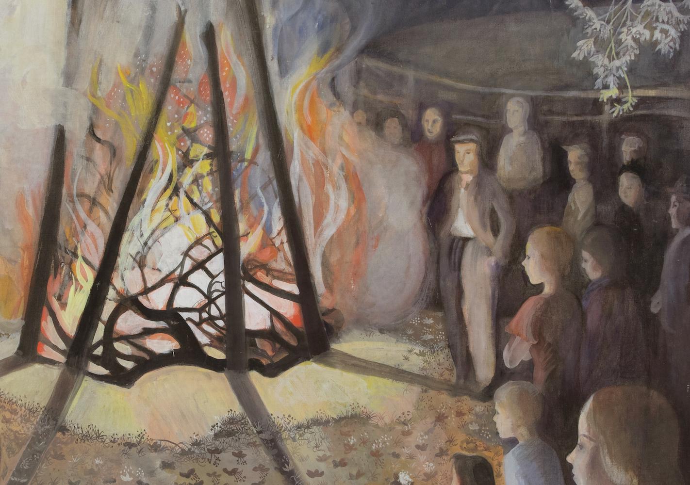 Bonfire, Jubiläumsnacht von Orovida Pissarro – Ei tempura-Gemälde, 1936 im Angebot 2