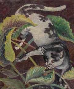 Vintage Cat and Mouse by Orovida Pissarro - Animal painting