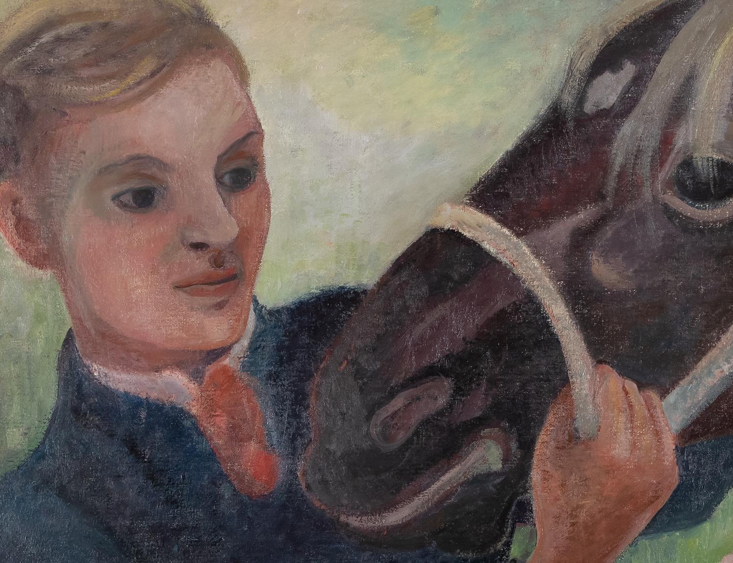 Vater, Tochter und Pferd von Orovida Pissarro – Ölgemälde im Angebot 2