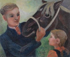 Father, Daughter and Horse by Orovida Pissarro - Oil painting