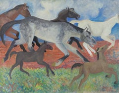Migrating horses by Orovida Pissarro - Animal painting