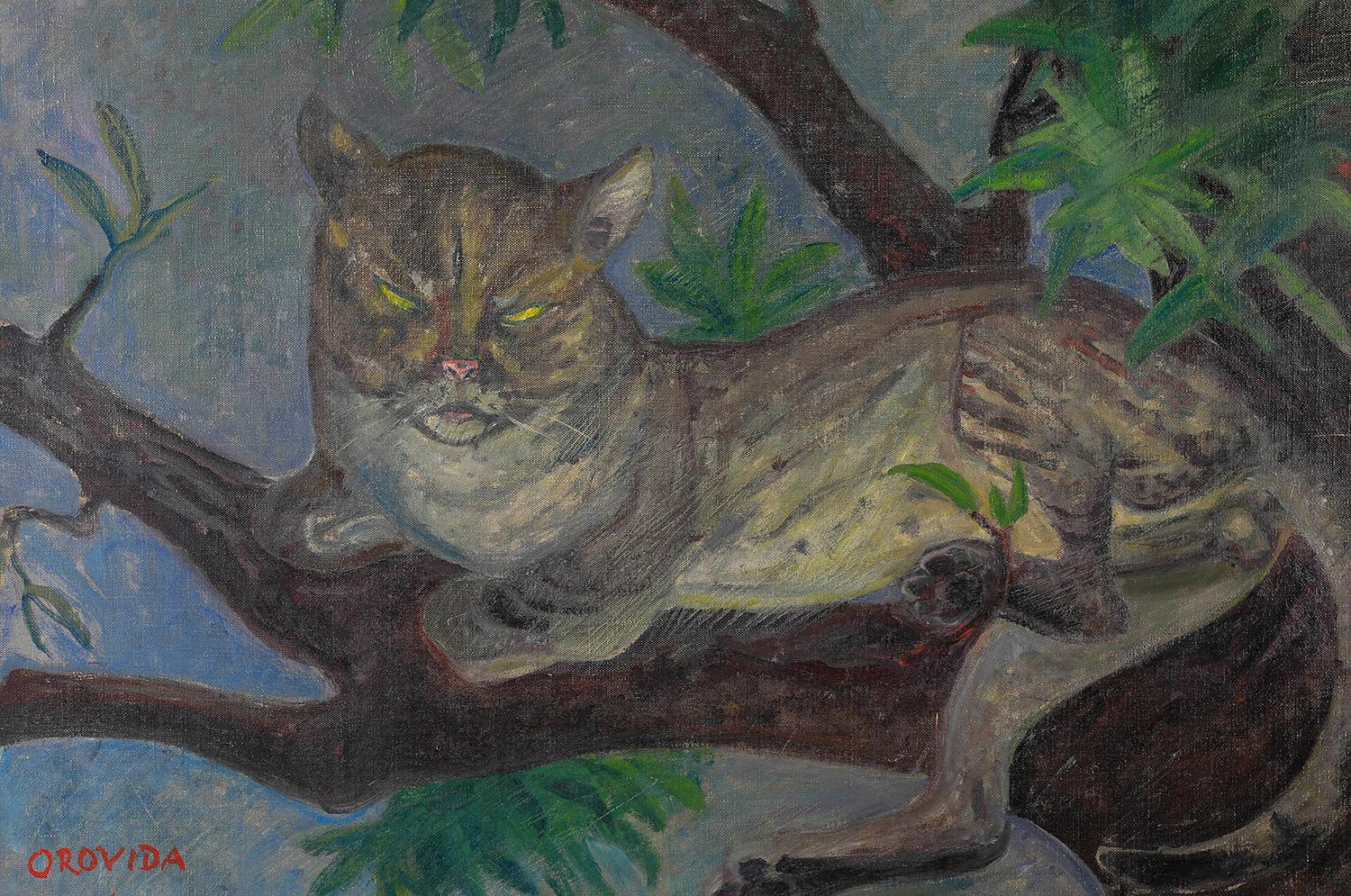 Tom Cat by Orovida Pissarro - Cat oil painting, 1961 For Sale 2