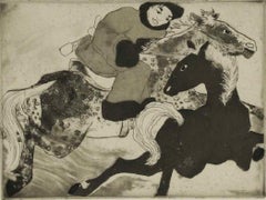 Mare and Foal d'Orovida Pissarro - Impression à l'eau-forte