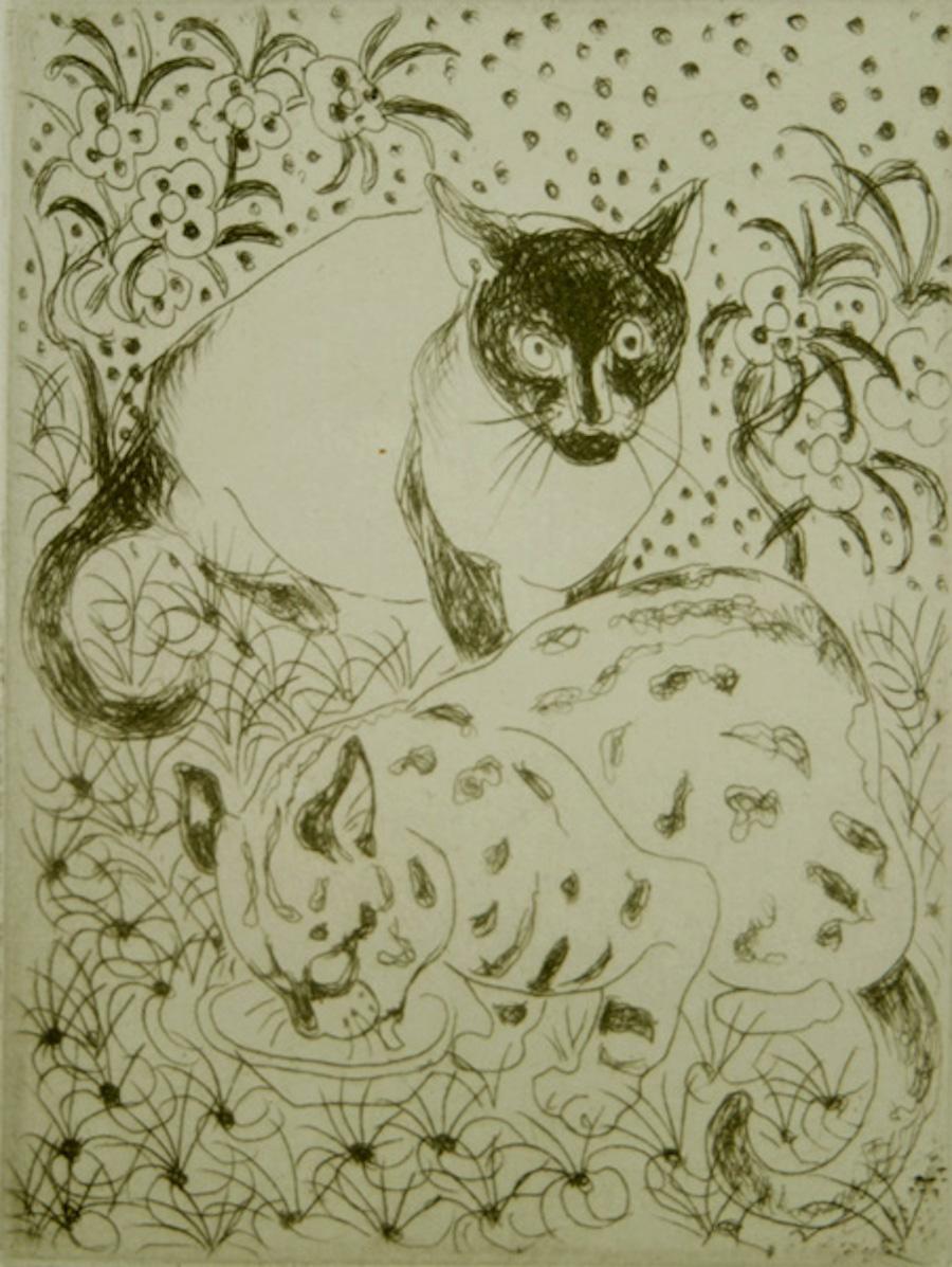 Siamese Cats by Orovida Pissarro - Animal etching