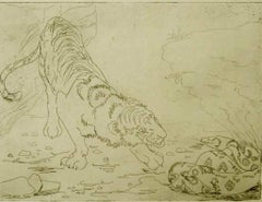 Tiger und Python von Orovida Pissarro, 1917 – Radierungsdruck