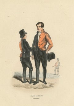 Bambini orfani di Amsterdam, litografia colorata a mano, 1845 ca.