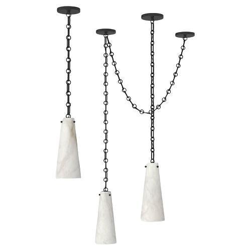 Orphan Work 202A-3 Kronleuchter aus geschwärztem Messing im Angebot