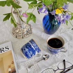 Orphaned Coffee Cup, New Hall, Blue and White Malay House, Georgian ca 1795