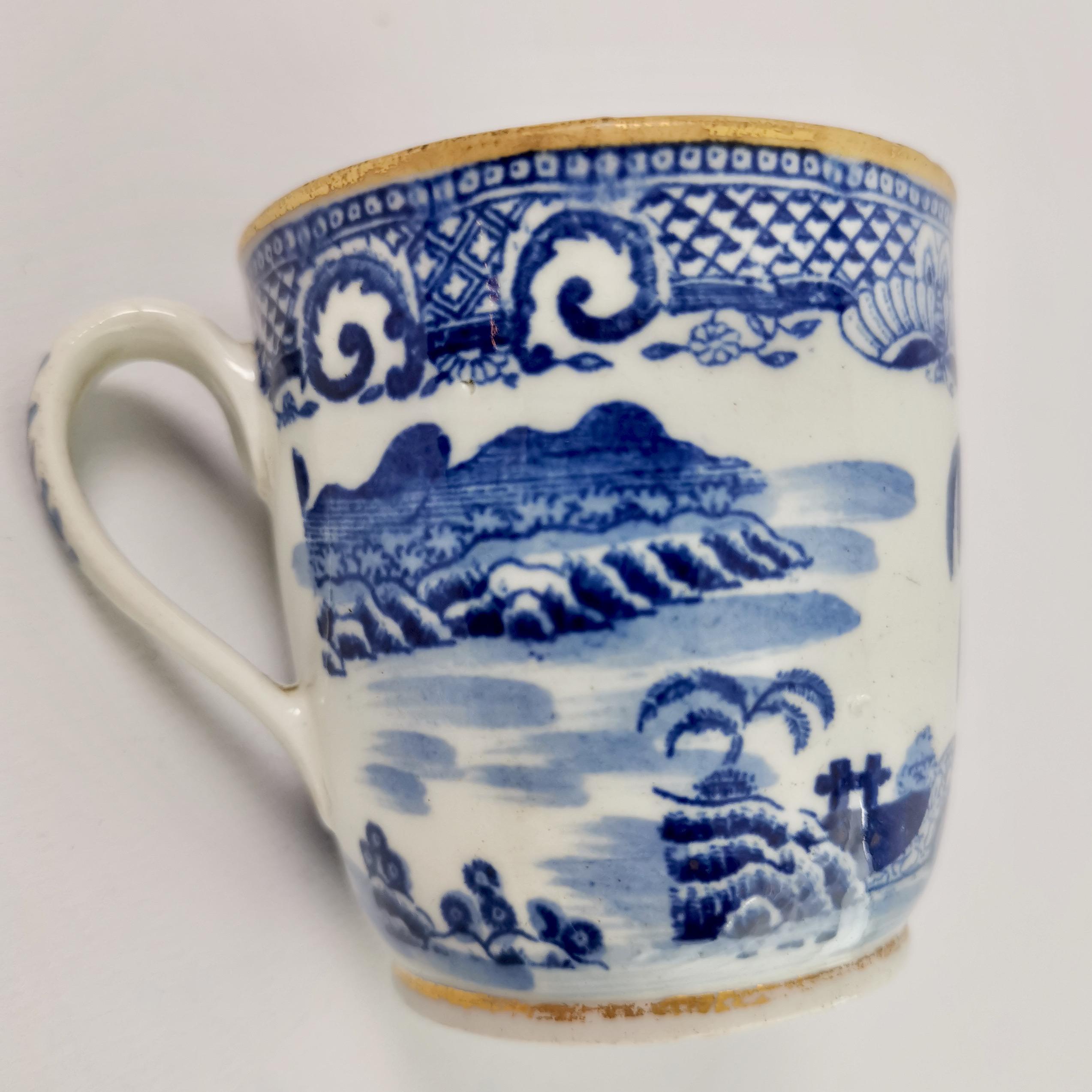 Orphaned Coffee Cup, New Hall, Blue and White Malay House, Georgian ca 1795 1