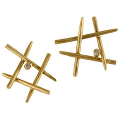Margery Hirschey Orpheus 18 Karat Gold Stud Earrings with Diamond